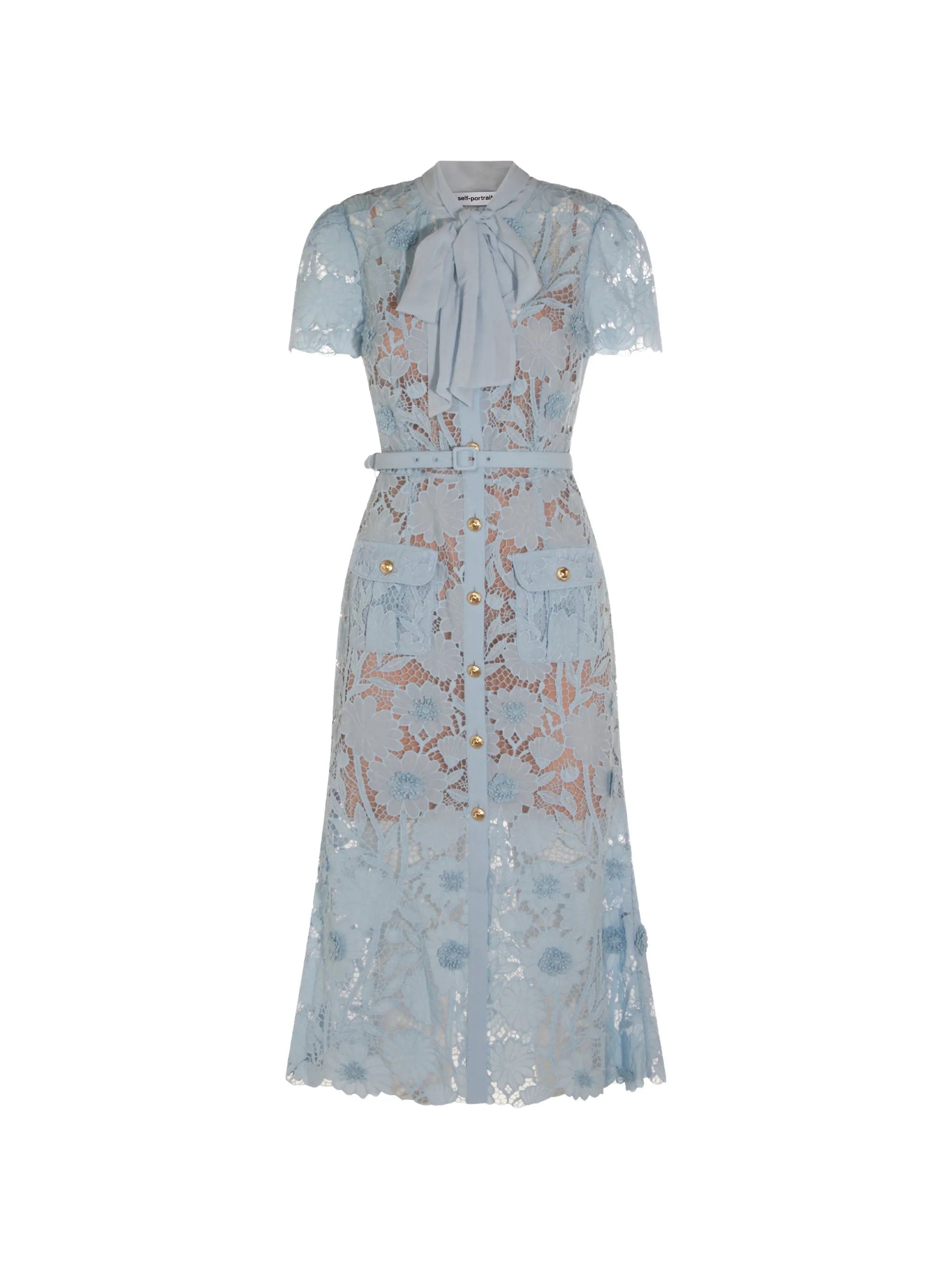 Self-Portrait belted floral - lace midi dress