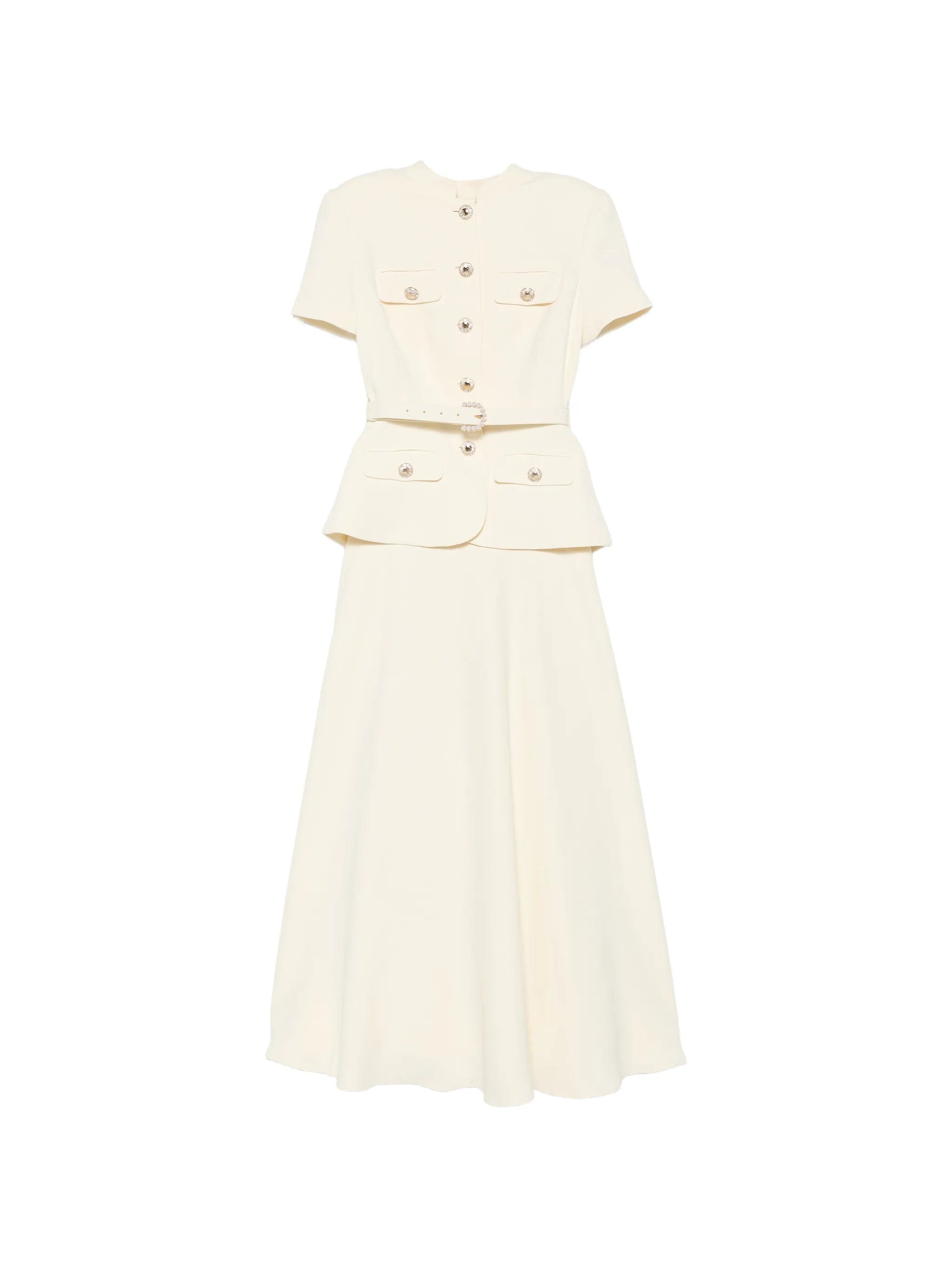 Self-Portrait belted - detail button - up maxi dress