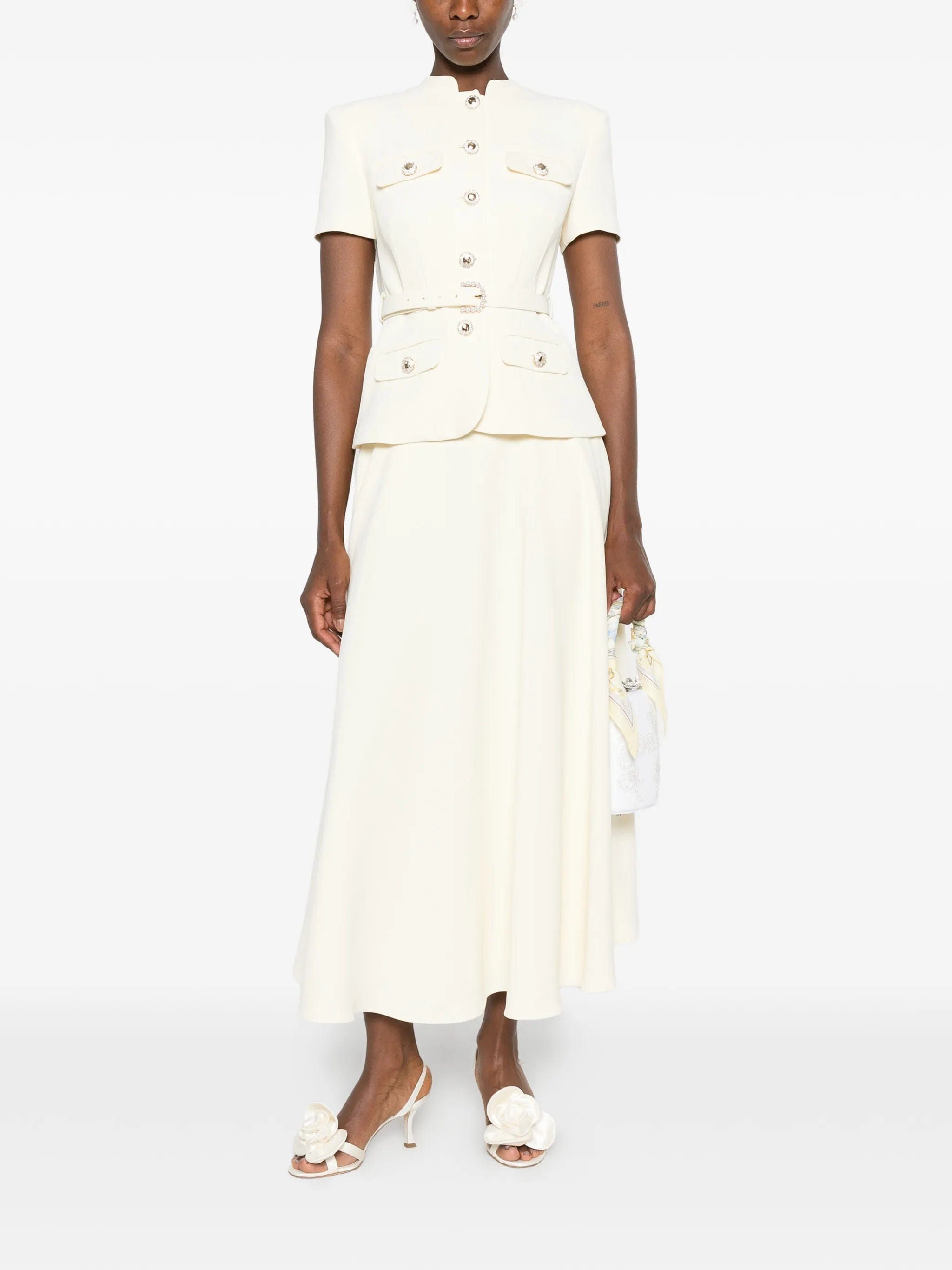 Self-Portrait belted - detail button - up maxi dress
