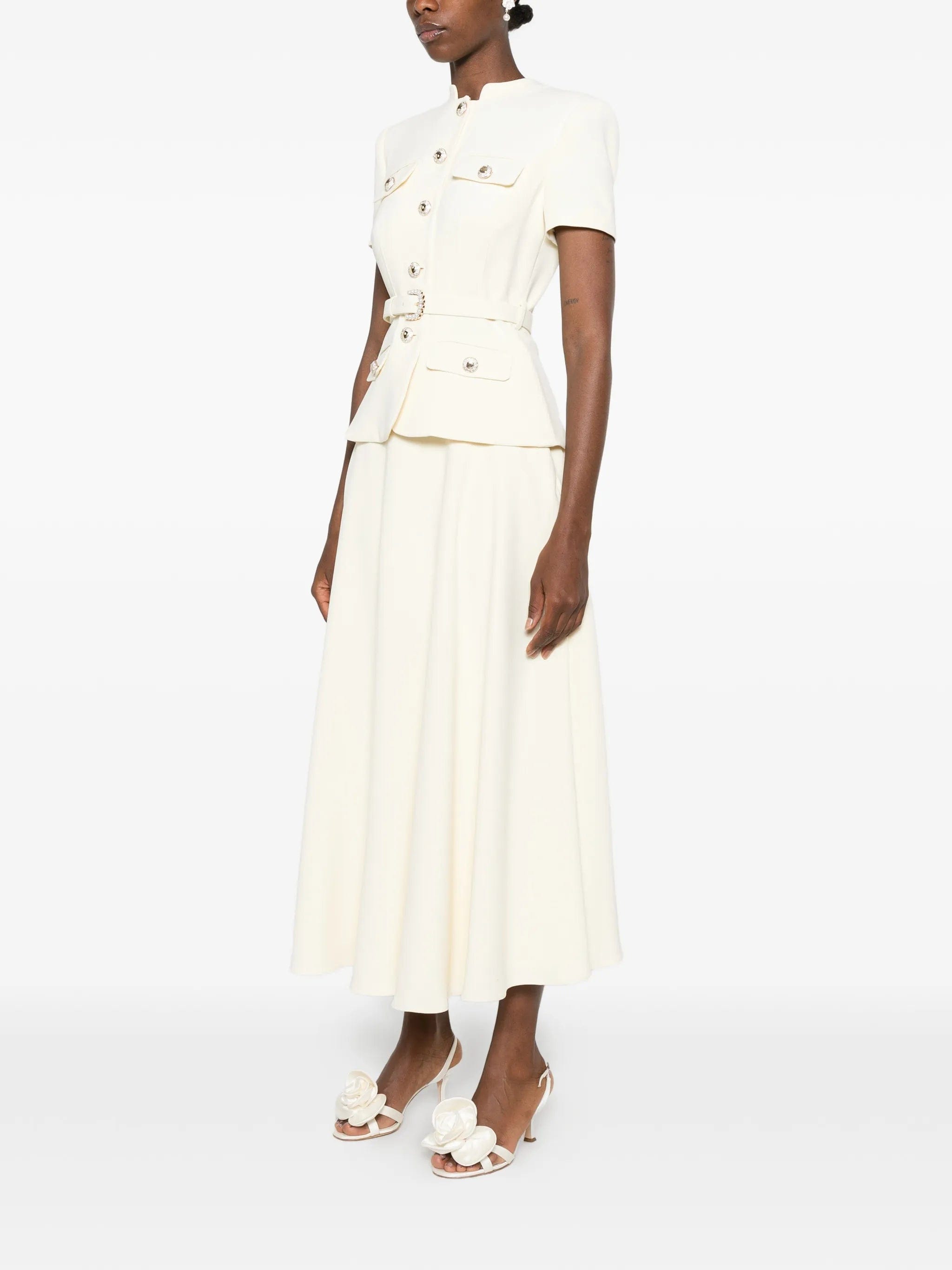 Self-Portrait belted - detail button - up maxi dress