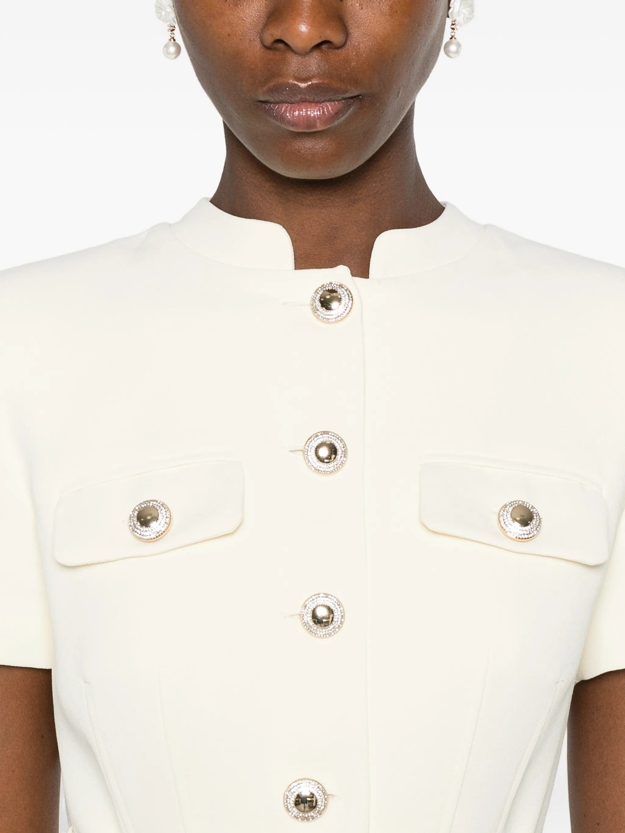Self-Portrait belted - detail button - up maxi dress