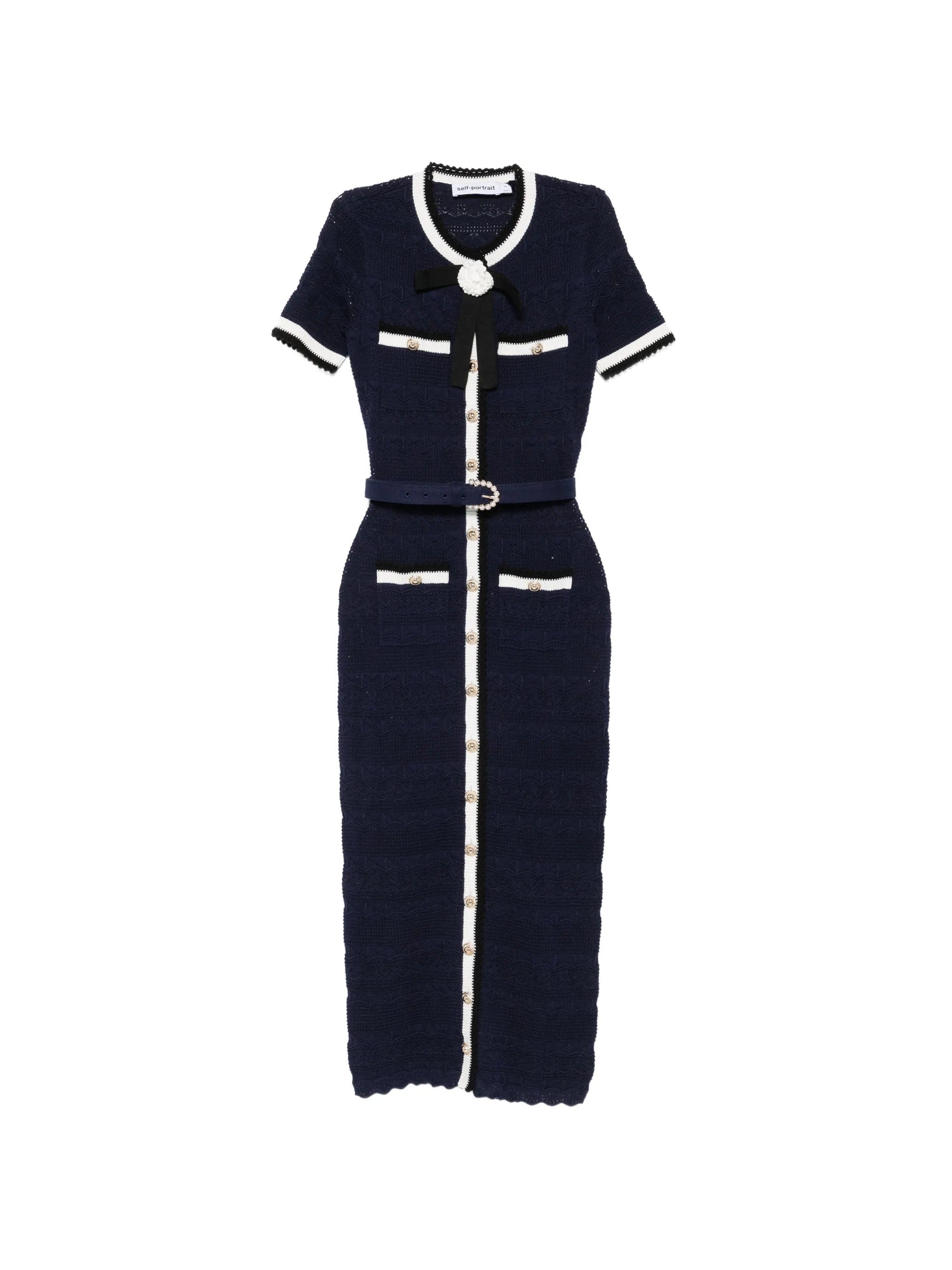 Self-Portrait belted bow - detail midi dress