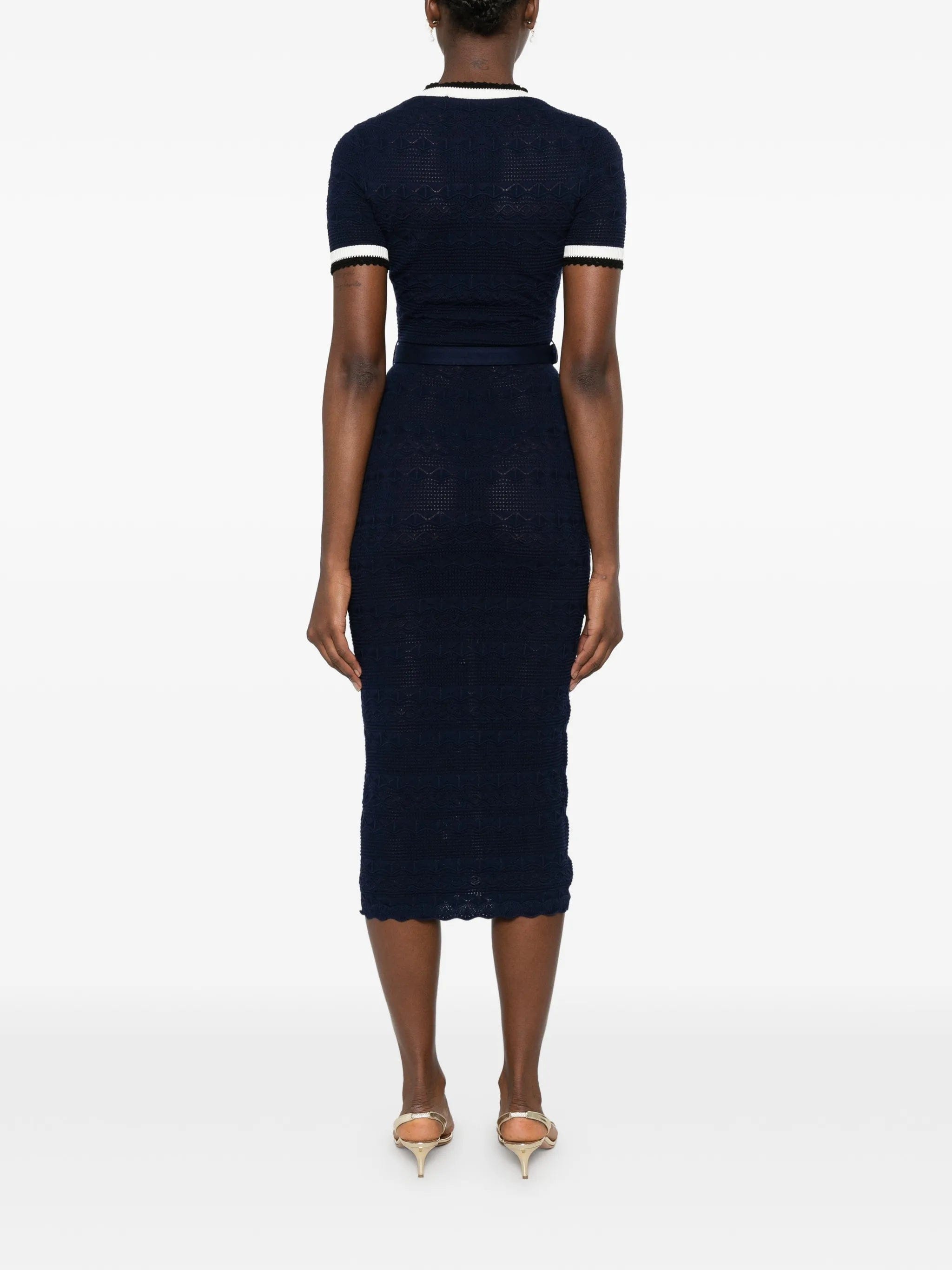Self-Portrait belted bow - detail midi dress