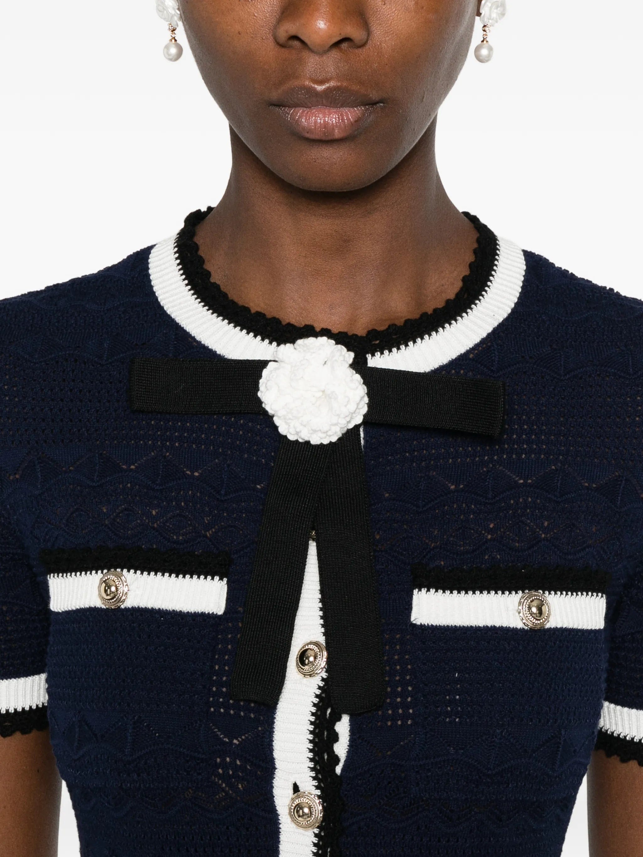 Self-Portrait belted bow - detail midi dress