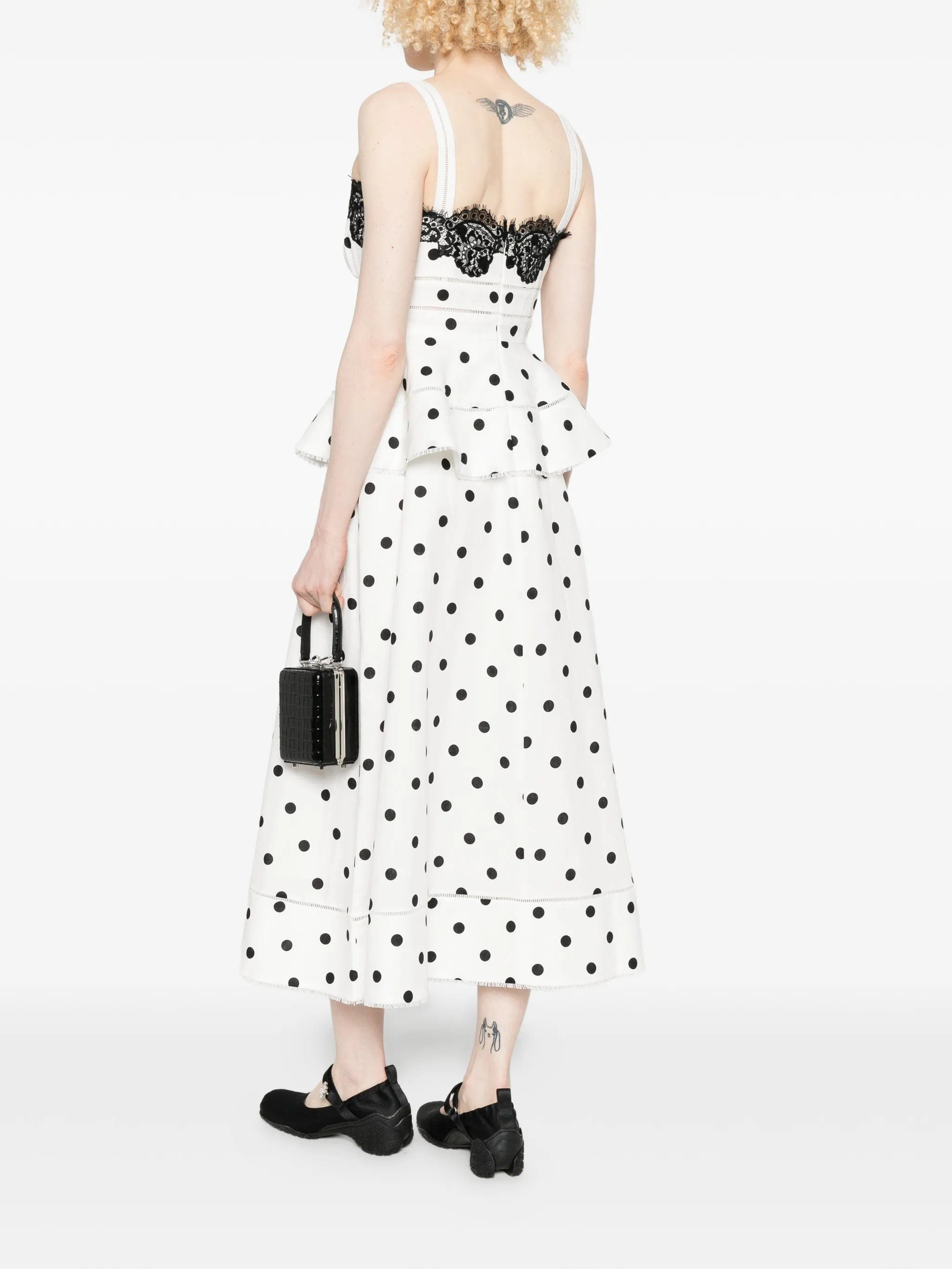 Self-Portrait polka dot - pattern lace - detail maxi dress