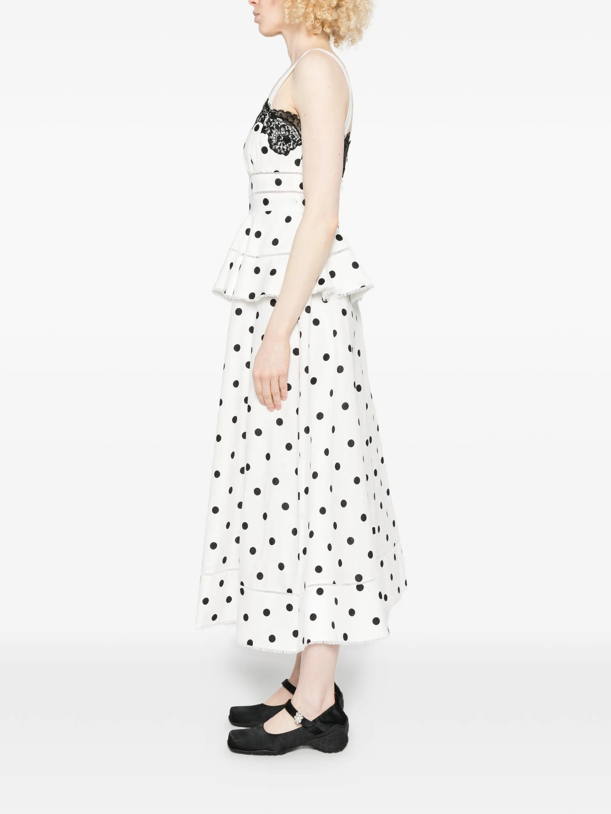Self-Portrait polka dot - pattern lace - detail maxi dress