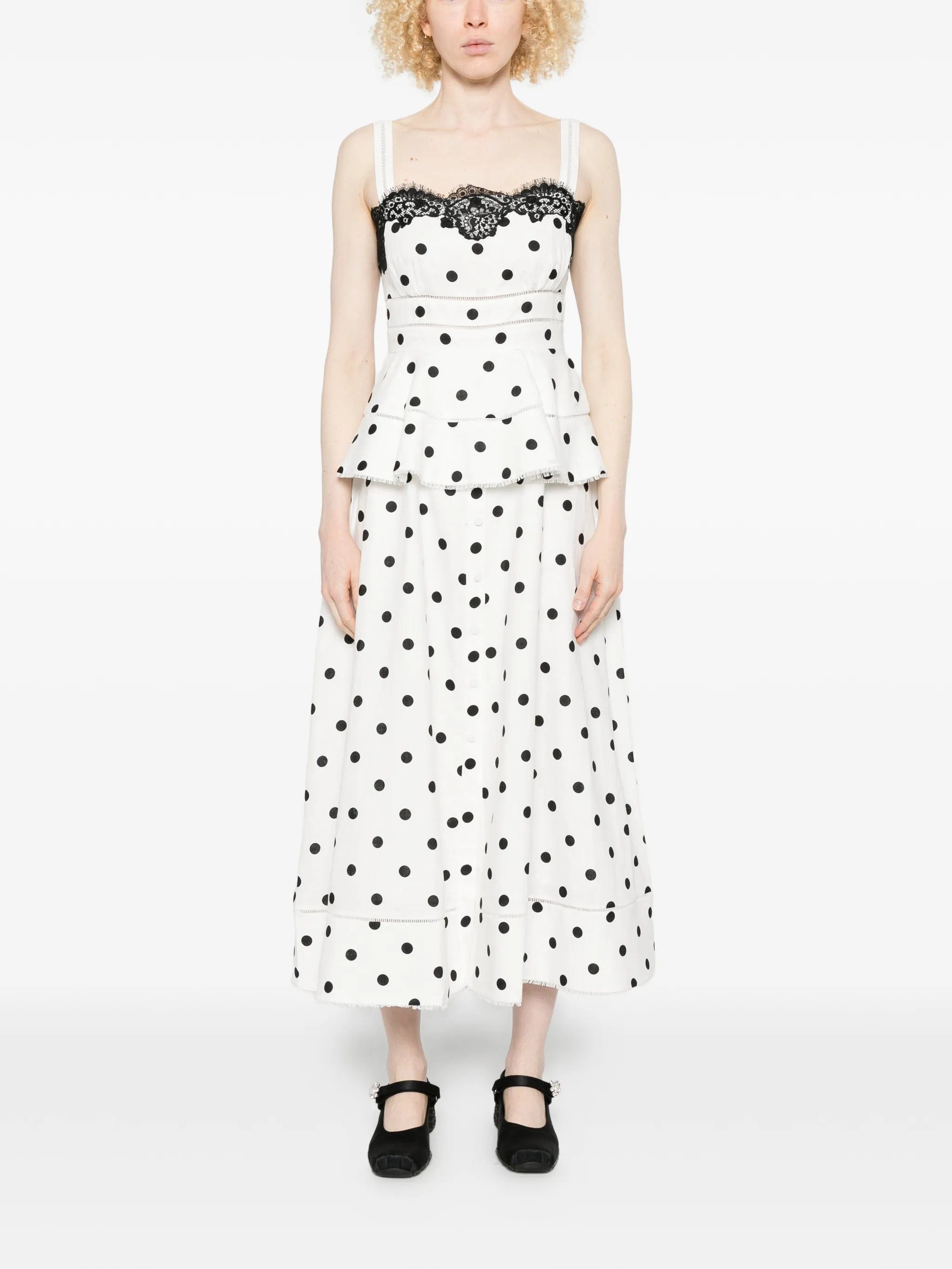 Self-Portrait polka dot - pattern lace - detail maxi dress