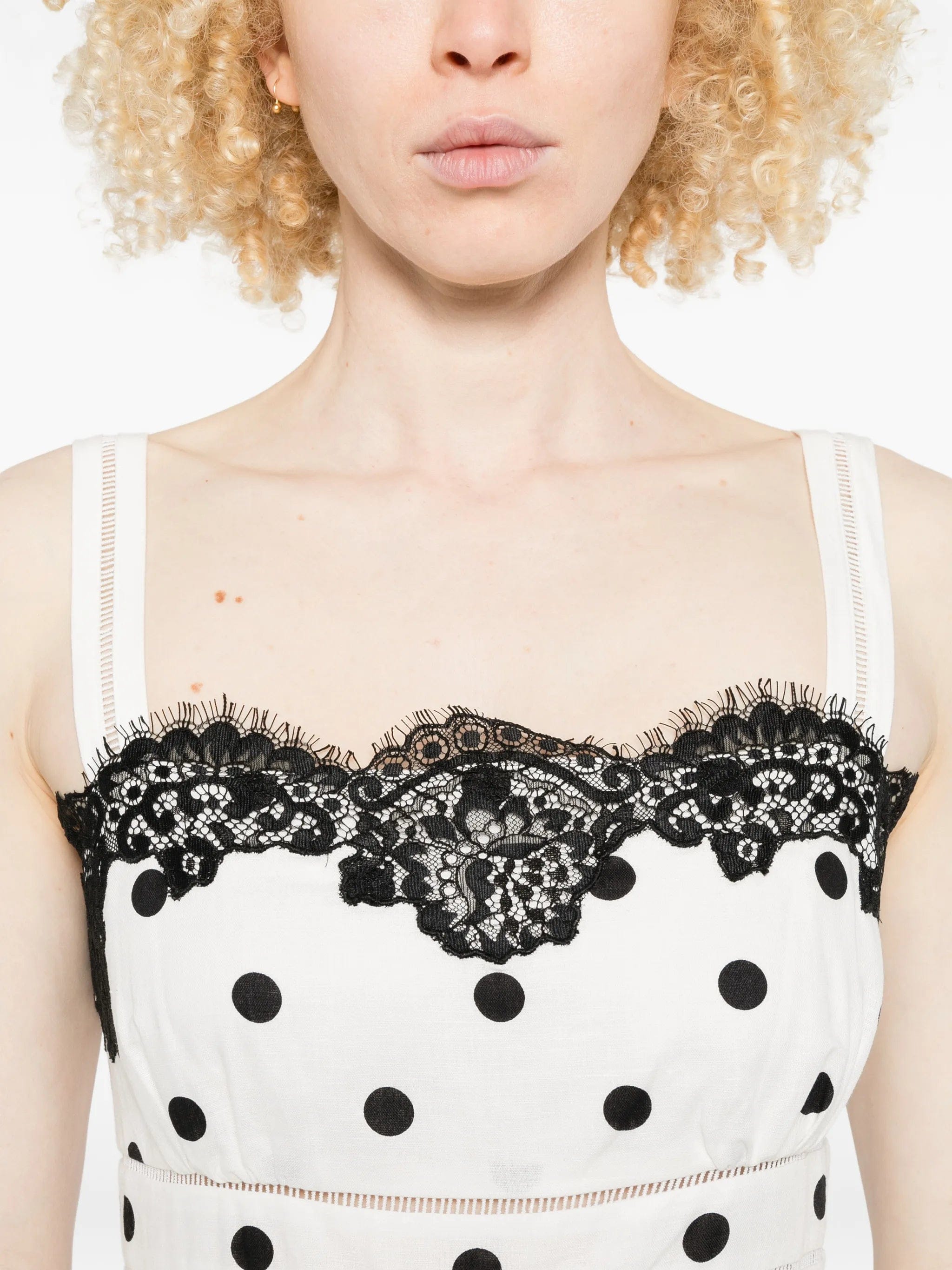Self-Portrait polka dot - pattern lace - detail maxi dress