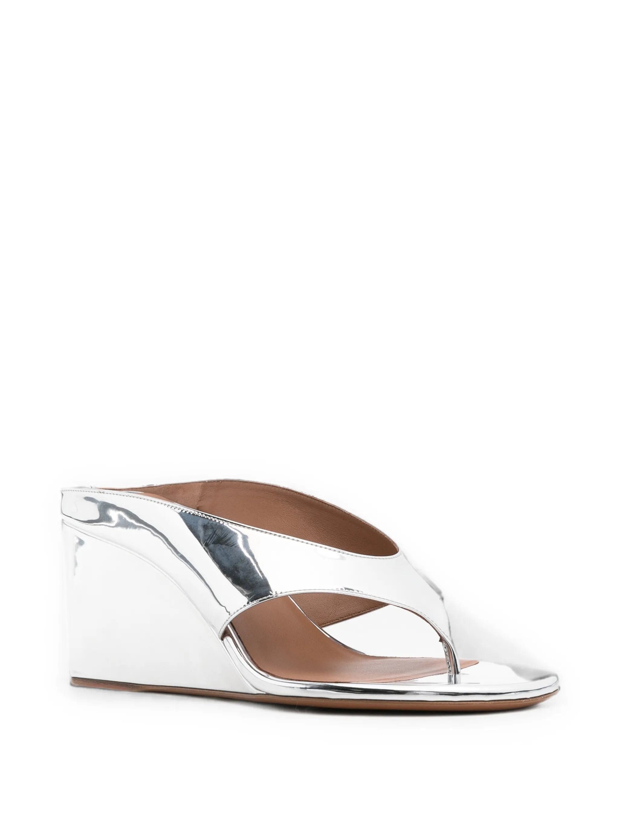 Alaïa mirror leather wedge mules