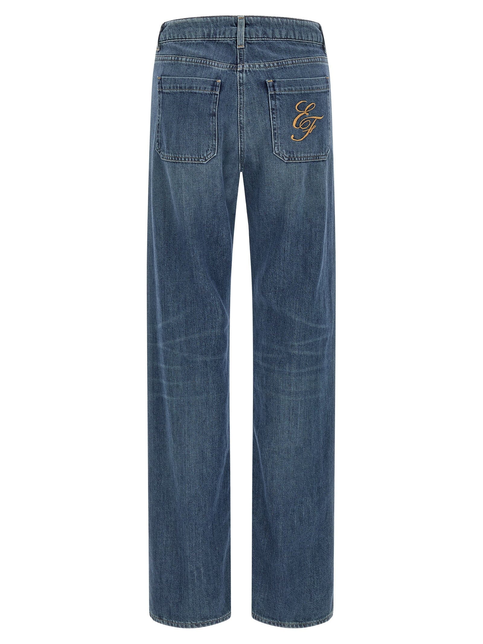 Elisabetta Franchi Logo - Embroidered Denim Jeans — blue