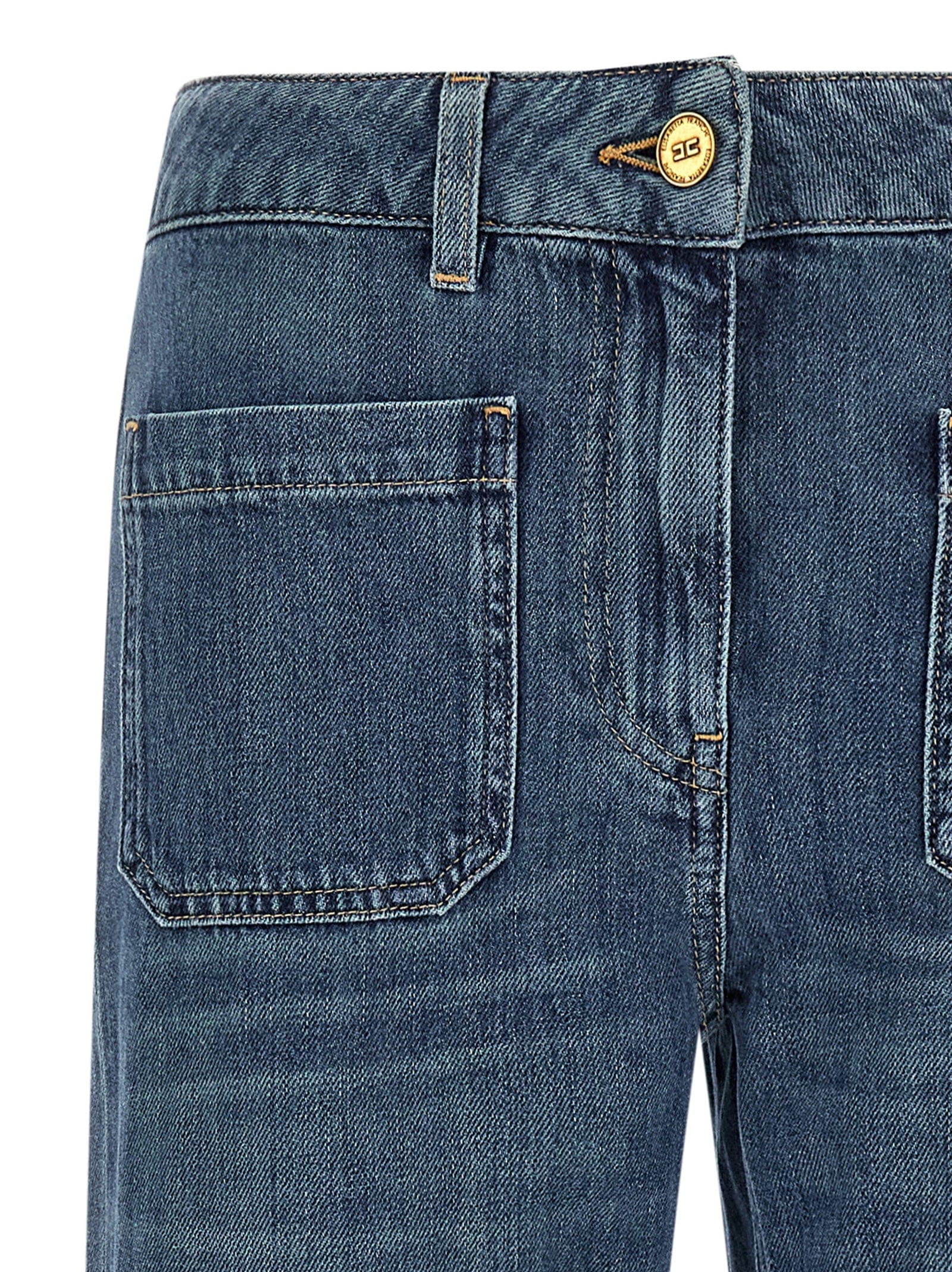 Elisabetta Franchi Logo - Embroidered Denim Jeans — blue
