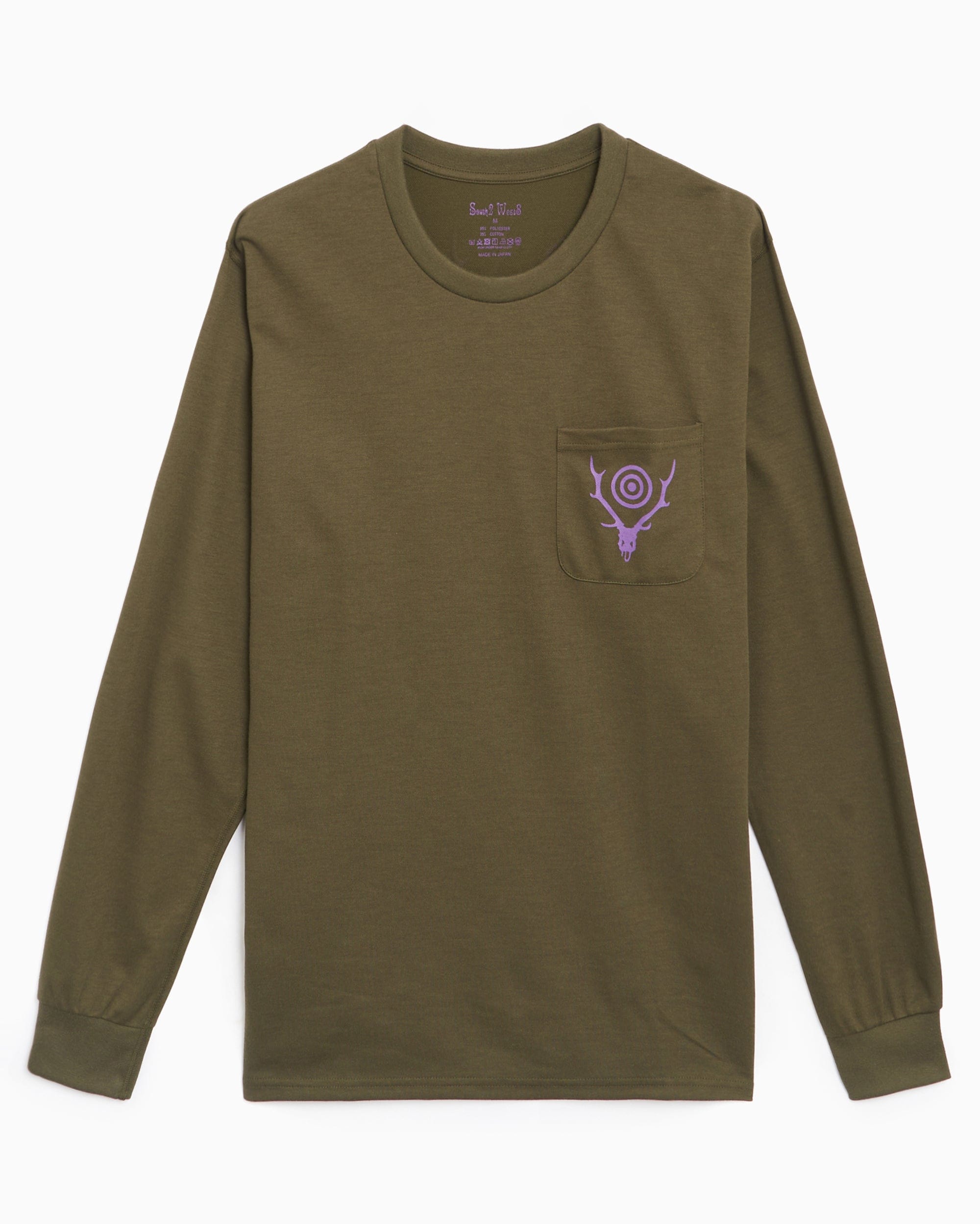 South2 West8 Camiseta South2 West8 Round Men's Pocket Long Sleeve T - Shirt para hombre