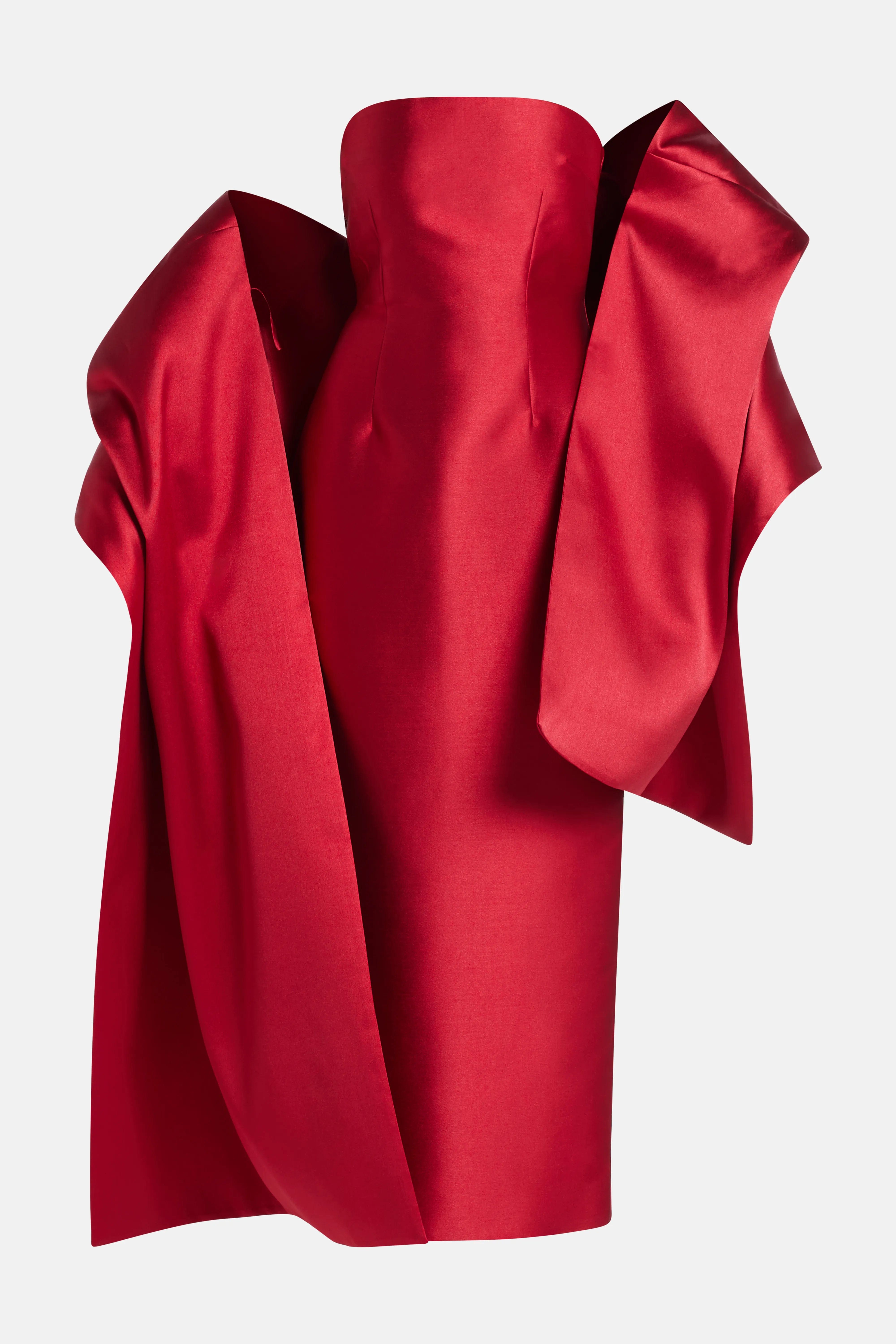 Solace London Renee Midaxi Evening Gown in Red With Cape