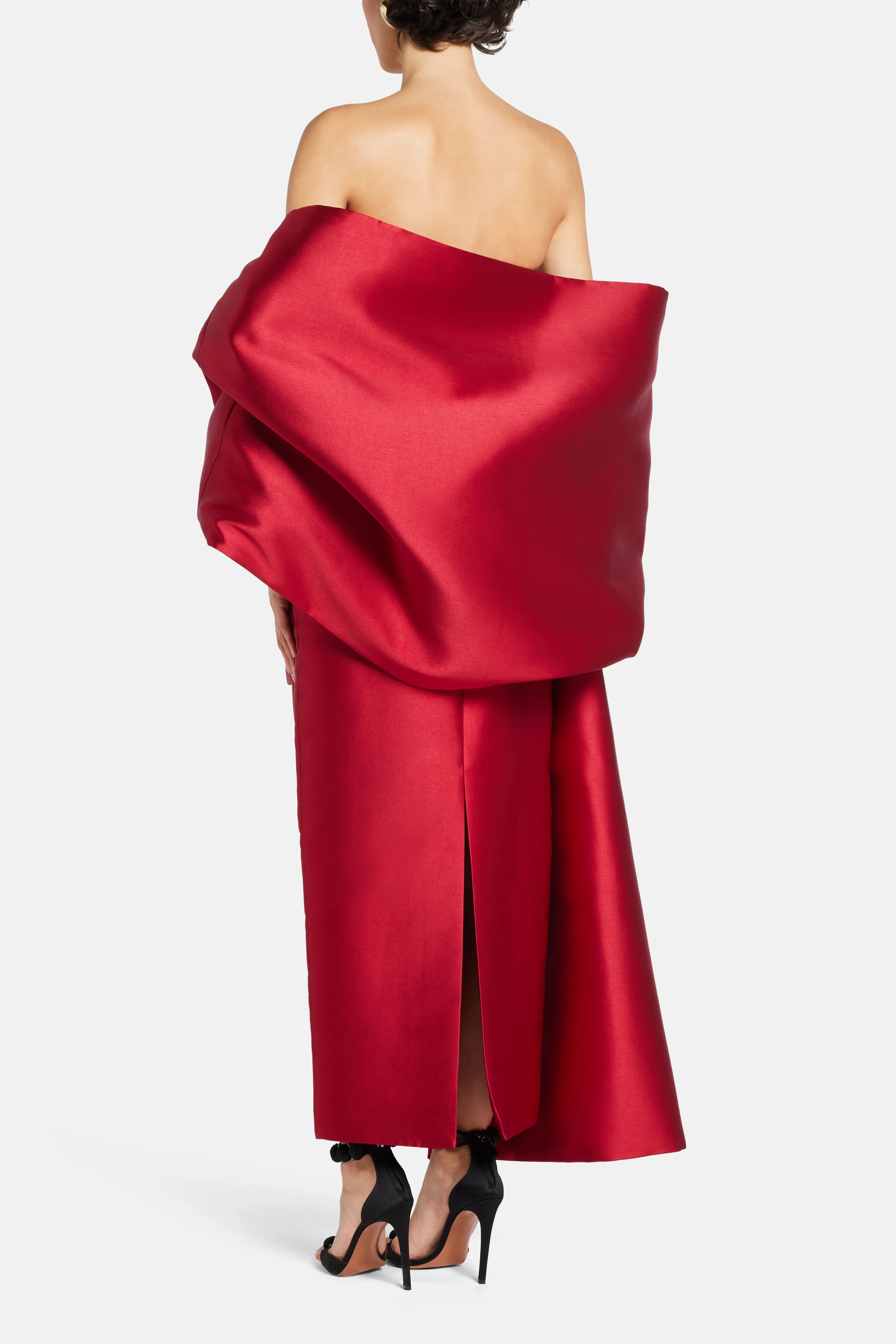 Solace London Renee Midaxi Evening Gown in Red With Cape