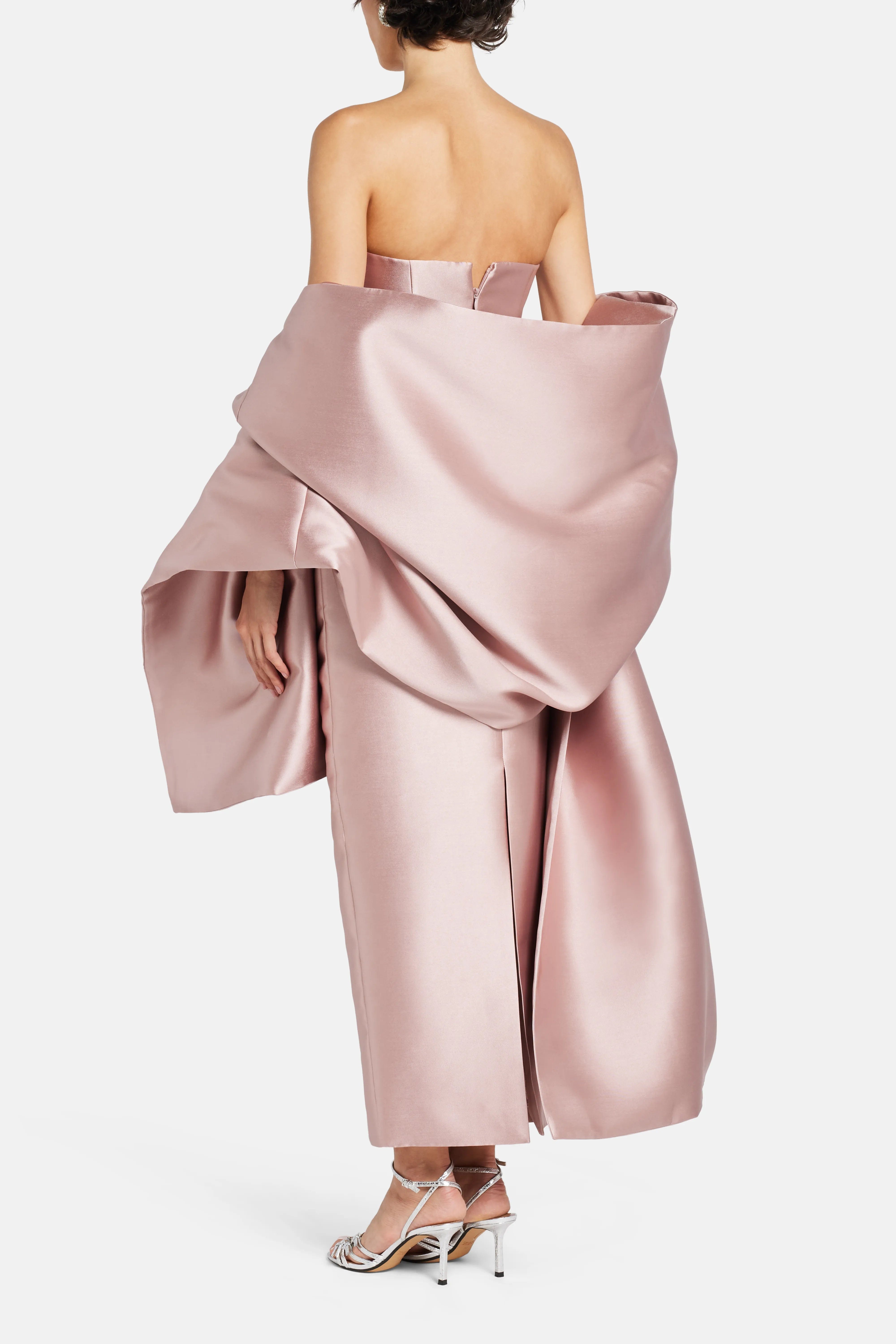 Solace London Renee Midaxi Evening Gown in Pink With Cape