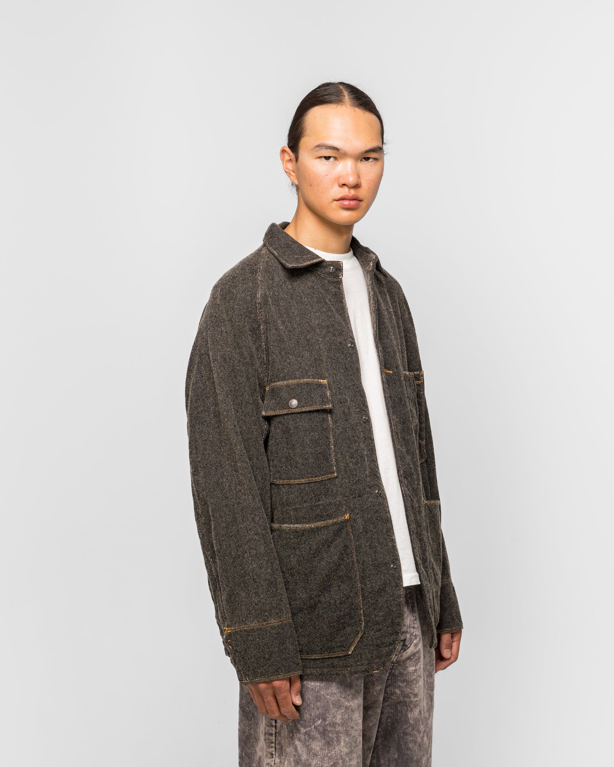 Kapital Twill Aging - Wool CACTUS Coverall - Fade Charcoal