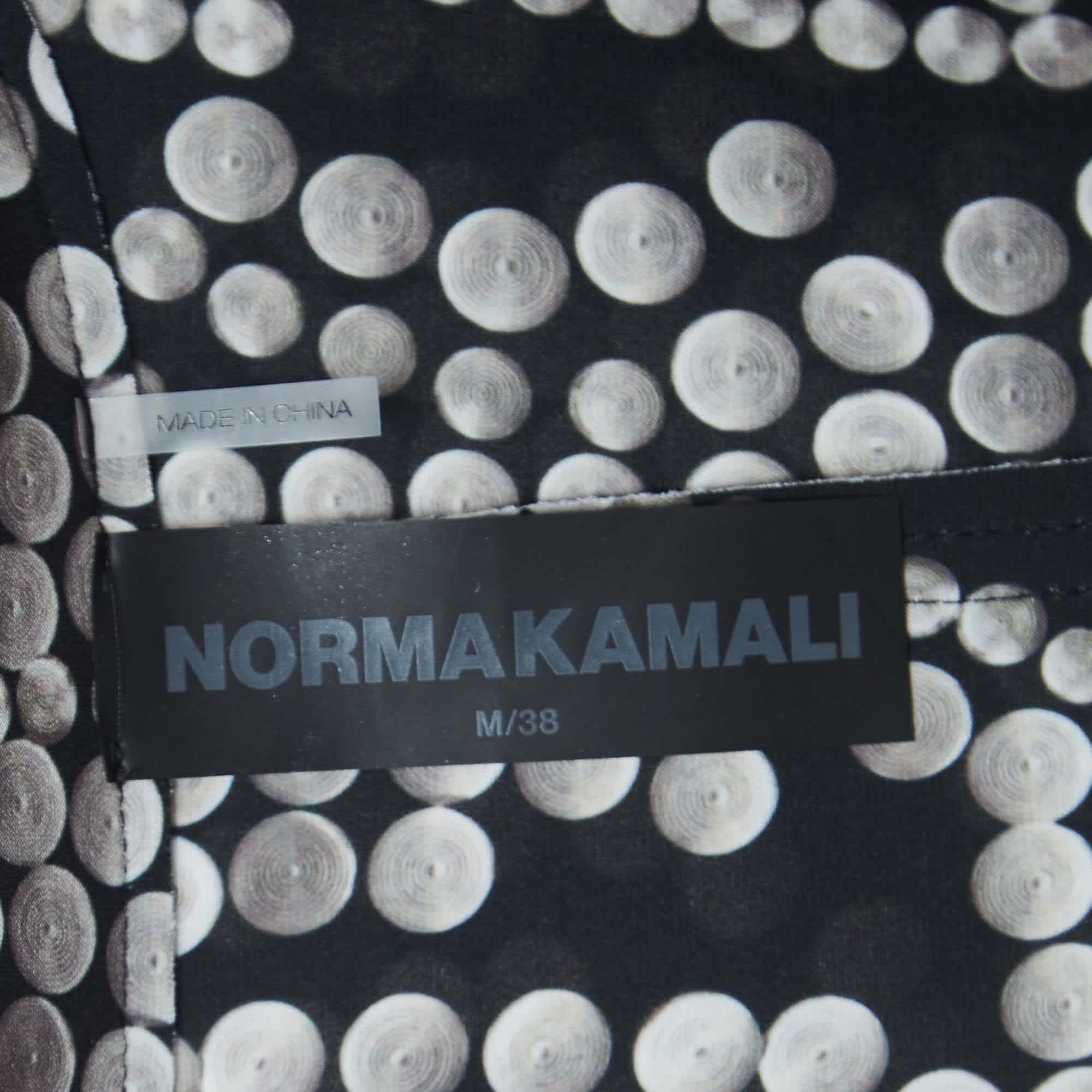 Norma Kamali Black Printed Lycra Single Breasted Straight Fit Jacket