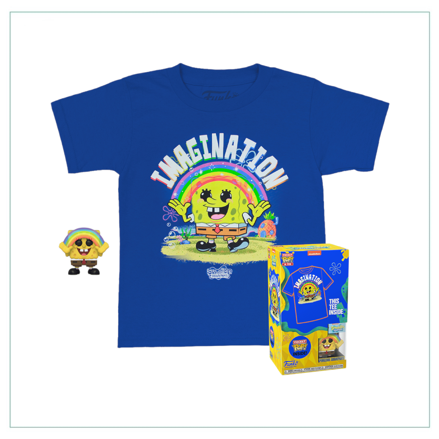Pop Figures | Funko | Pop Funko | Funko Pop Pocket POP! & T-Shirt: Spongebob w/Rainbow