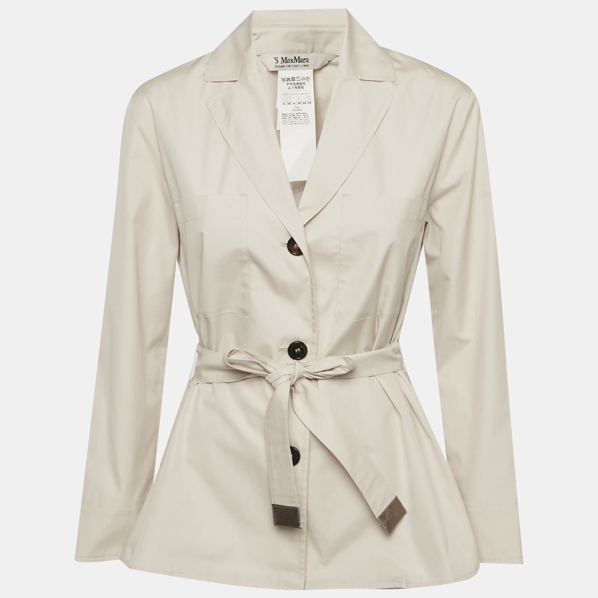 S'max Mara Beige Cotton Belted Jacket