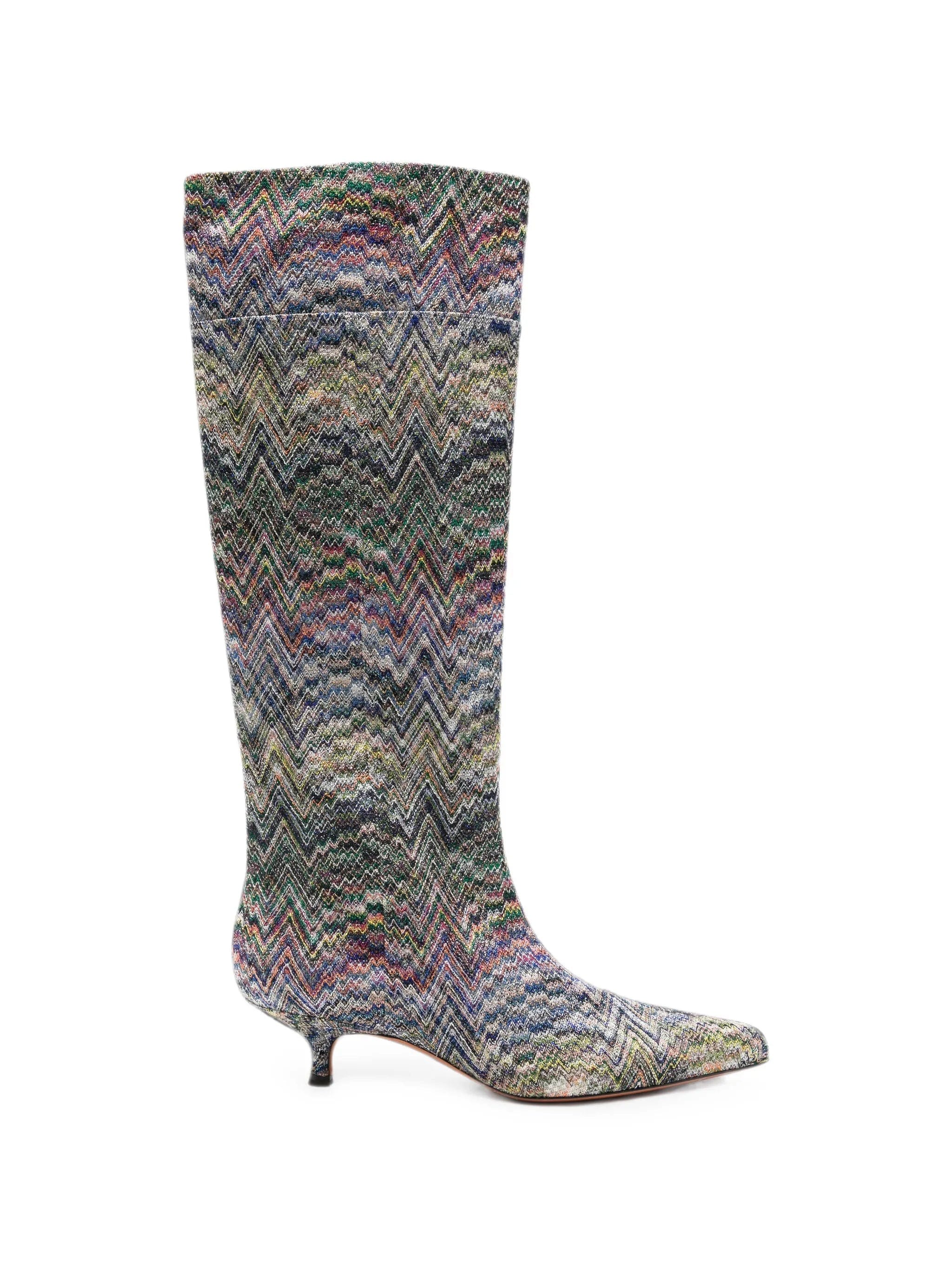 Missoni zigzag - knit kitten - heel boots