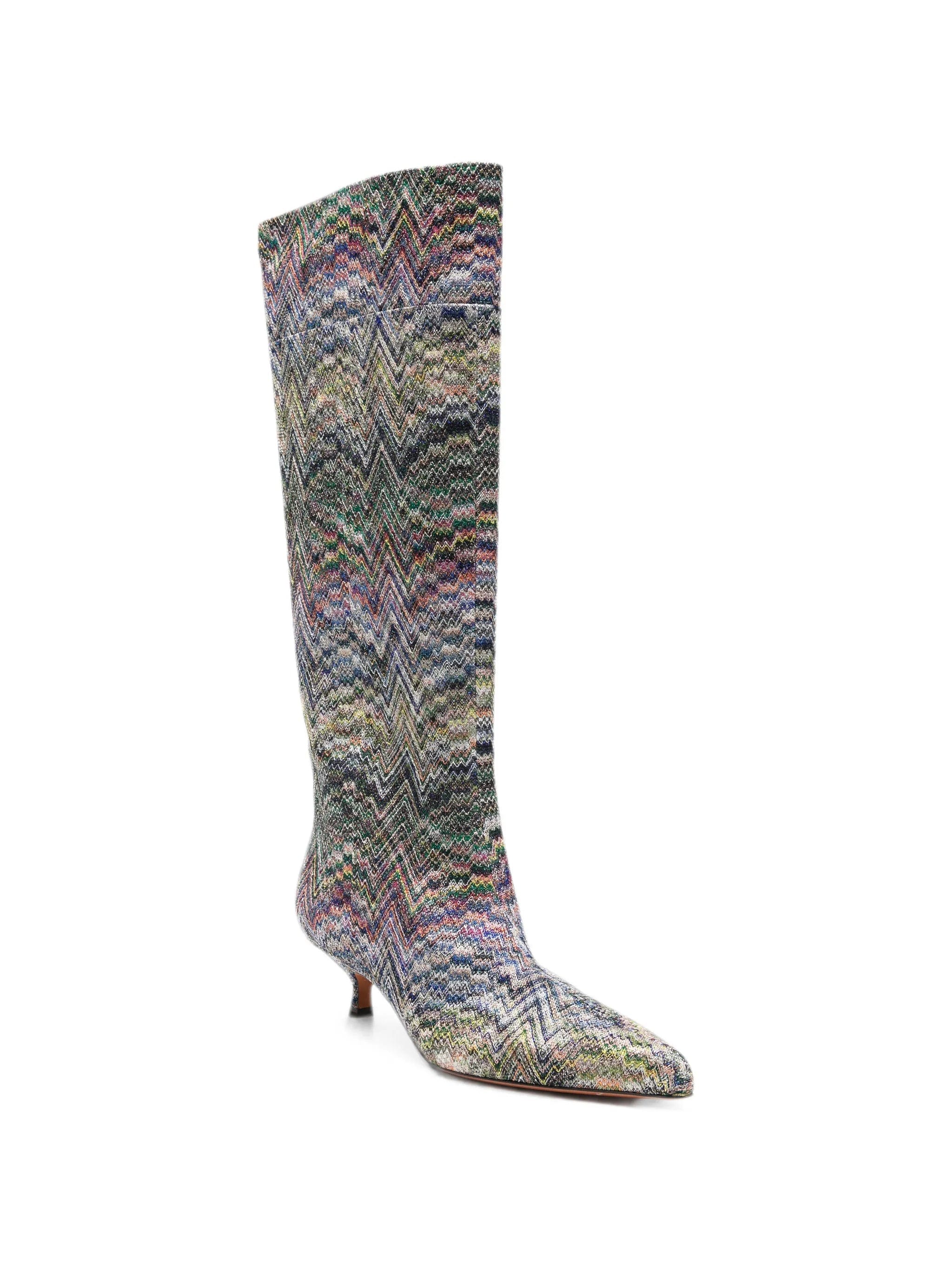 Missoni zigzag - knit kitten - heel boots