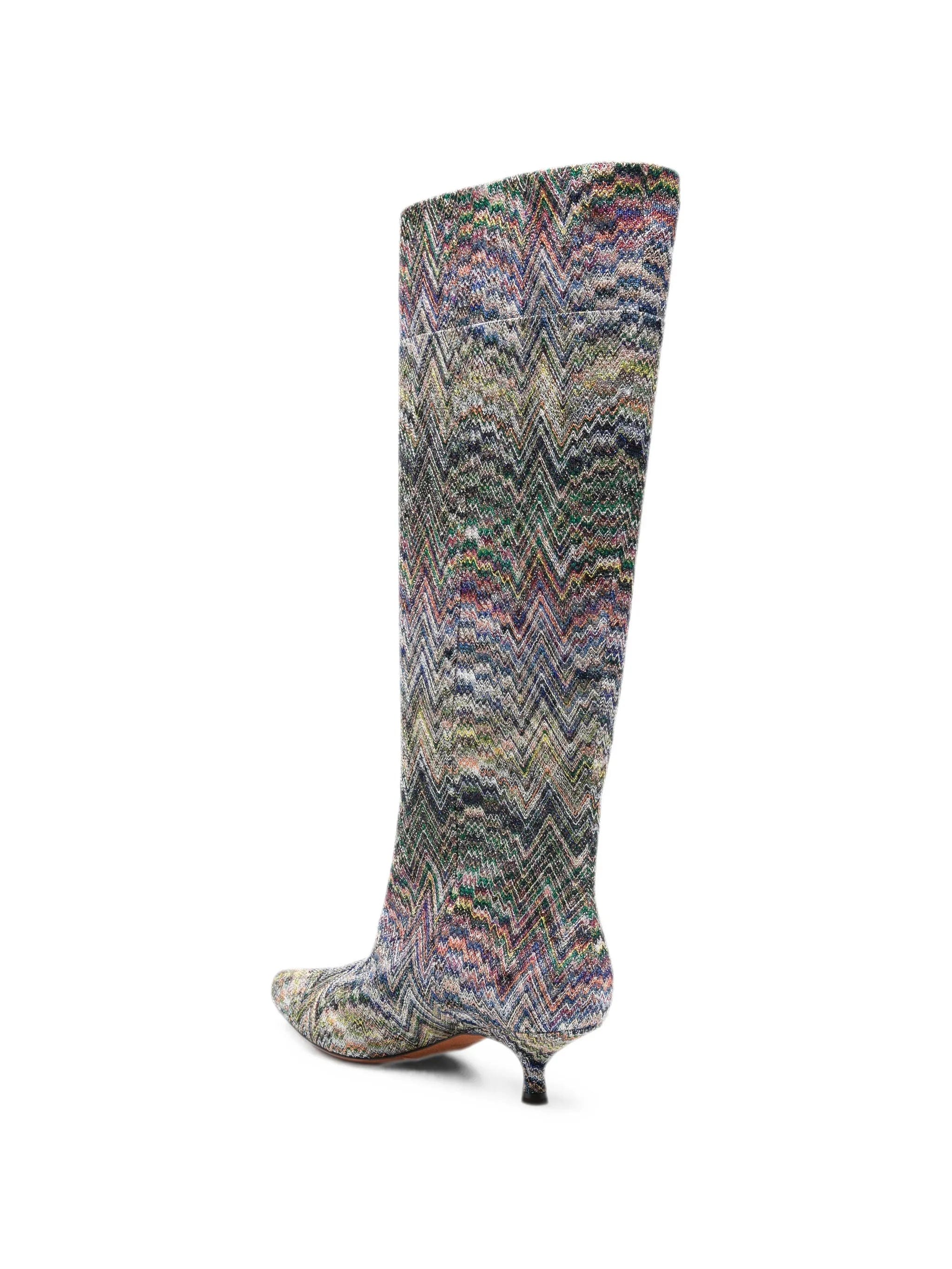 Missoni zigzag - knit kitten - heel boots