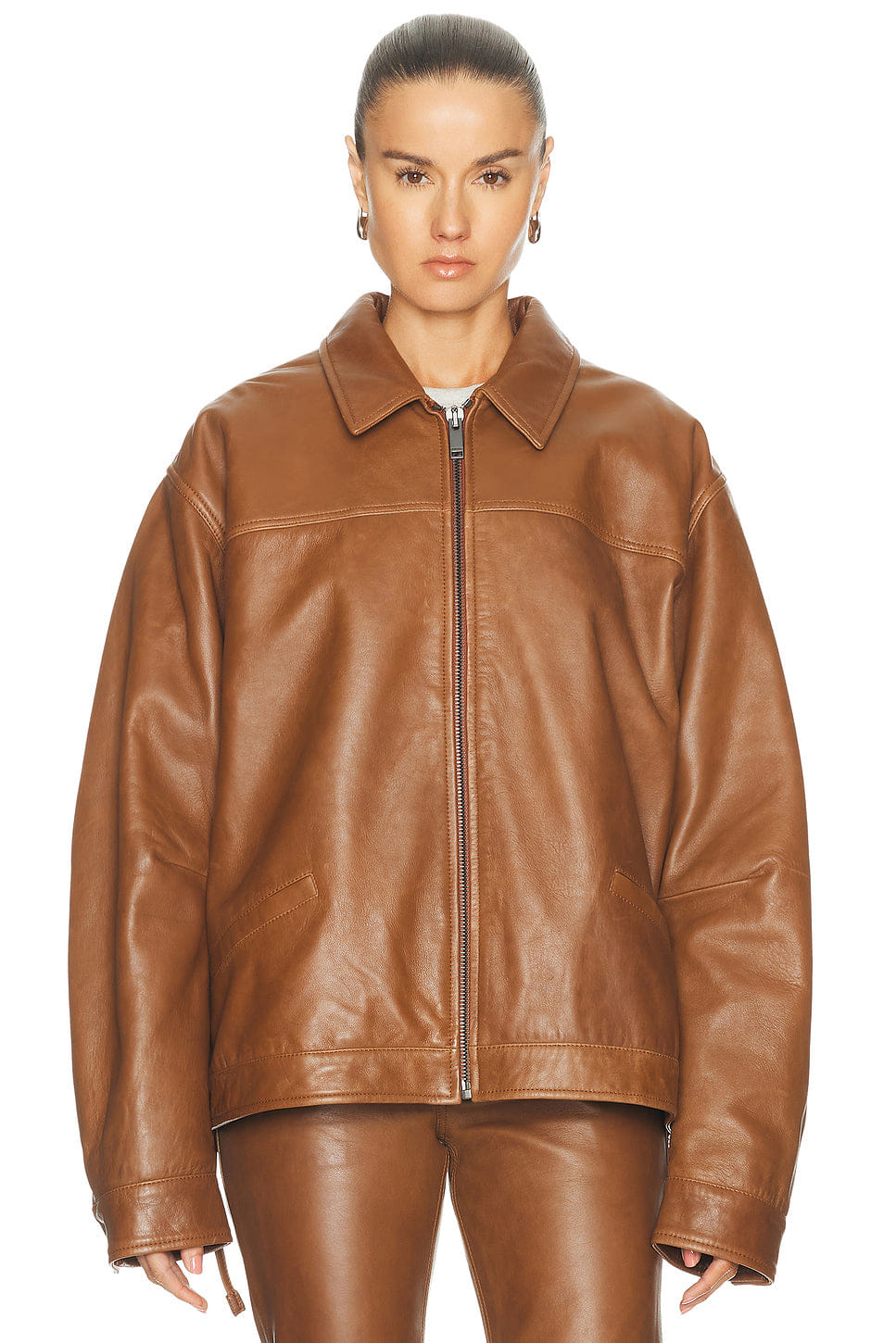Haikure Jocelyn Cropped Silky Leather Jacket