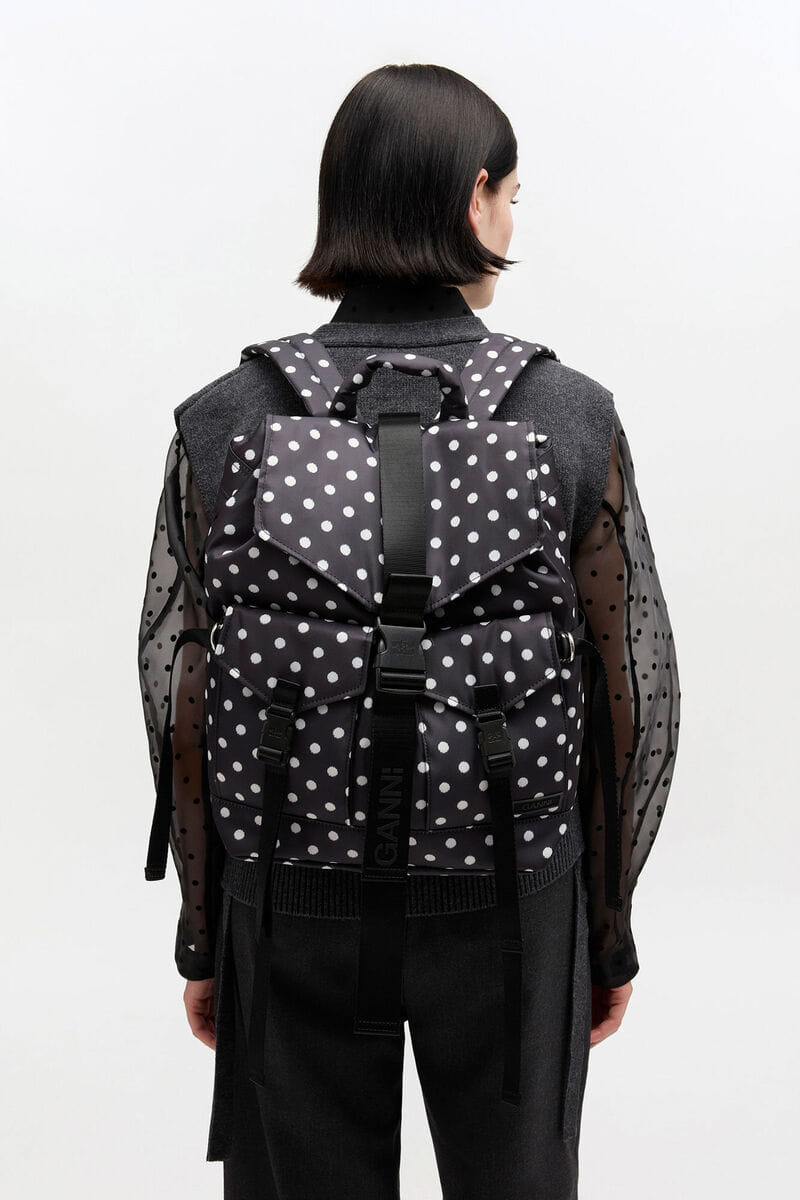 Ganni Black Dots Re - Tech Backpack