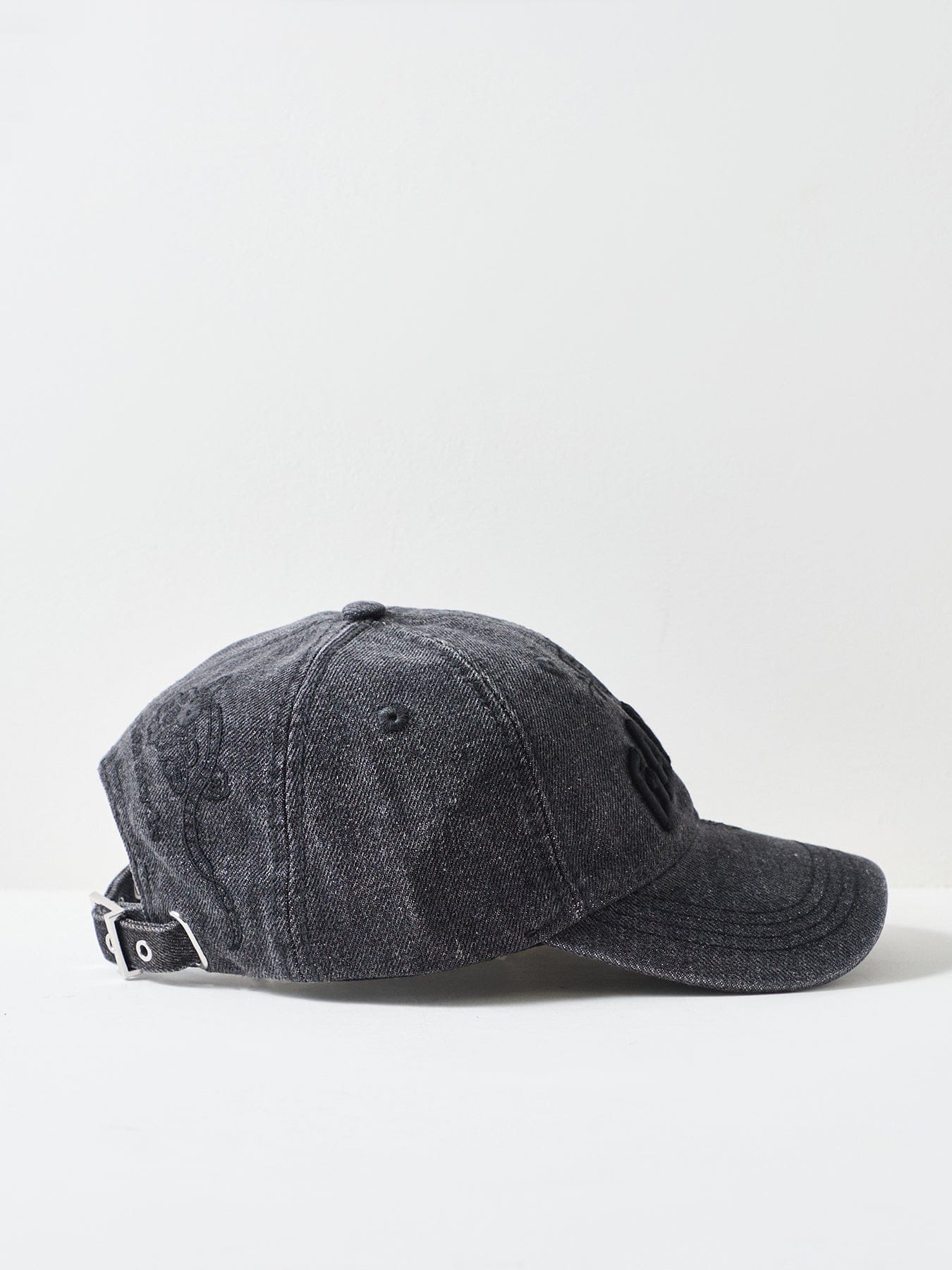 Ganni Washed Denim Cap Black