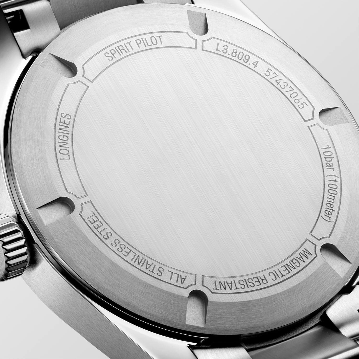 Longines Spirit Pilot 39 mm Watch with Stainless Steel Bracelet