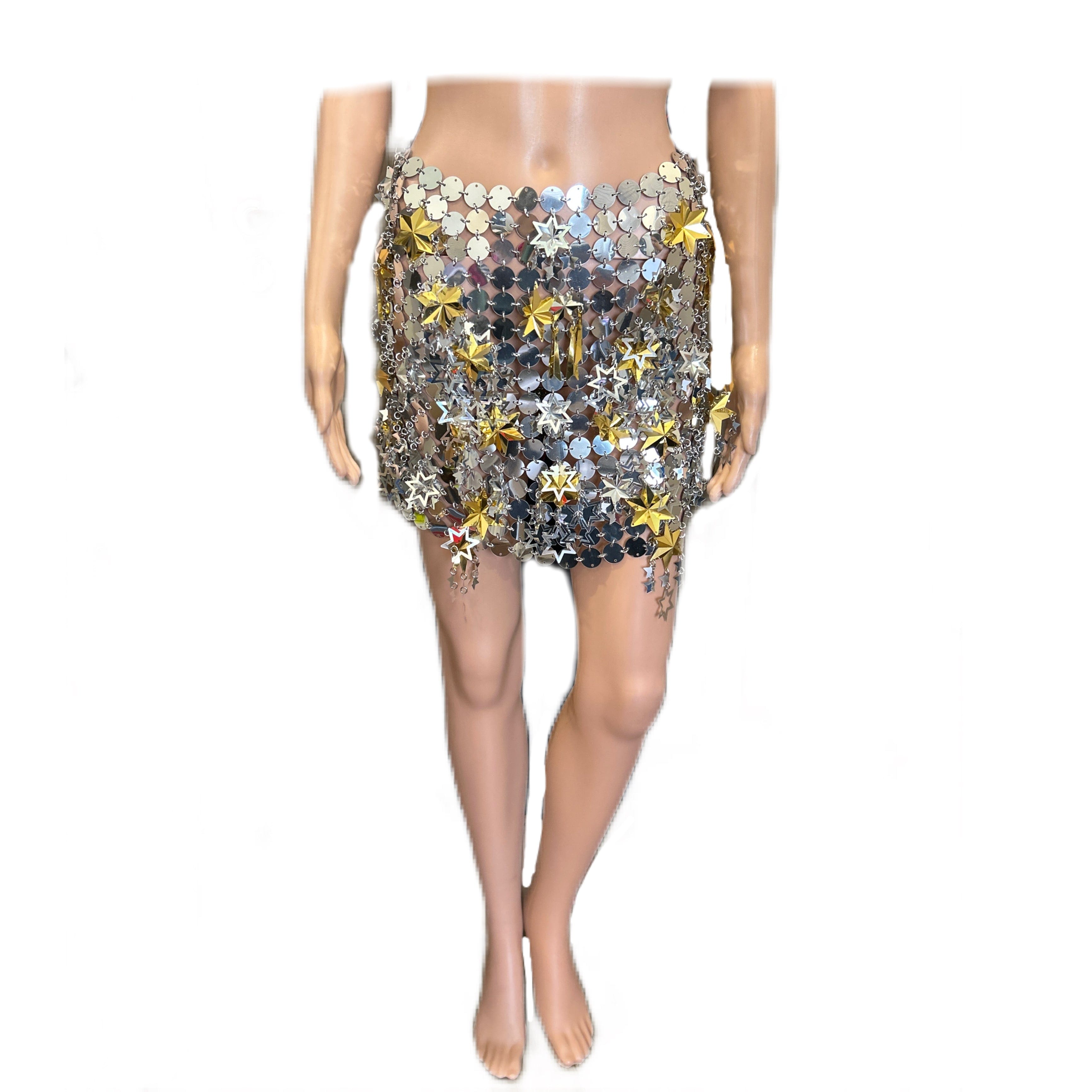 Rabanne *New* Rabanne Round & Star Sequins Mini Skirt