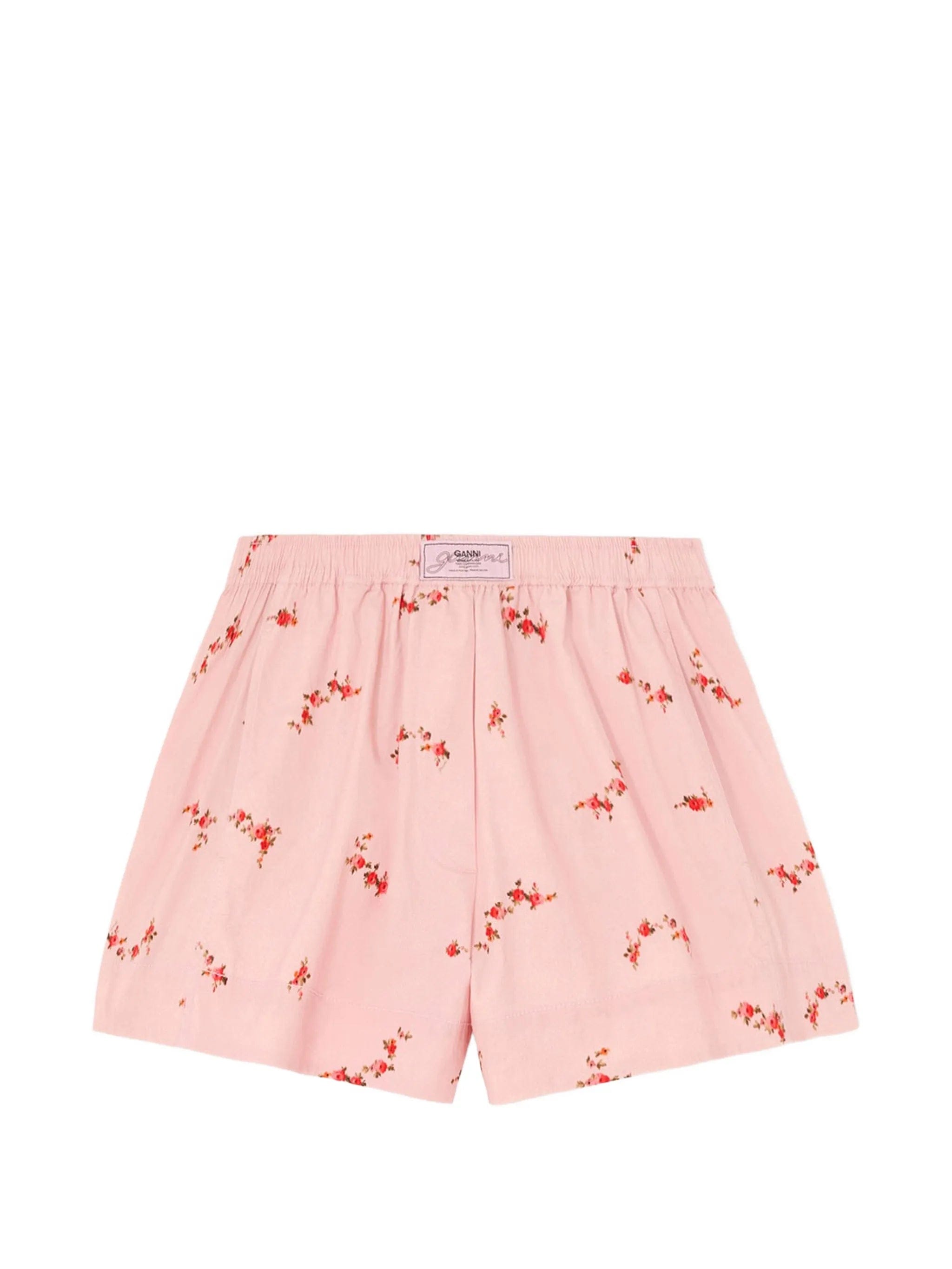 GANNI floral - print cotton shorts