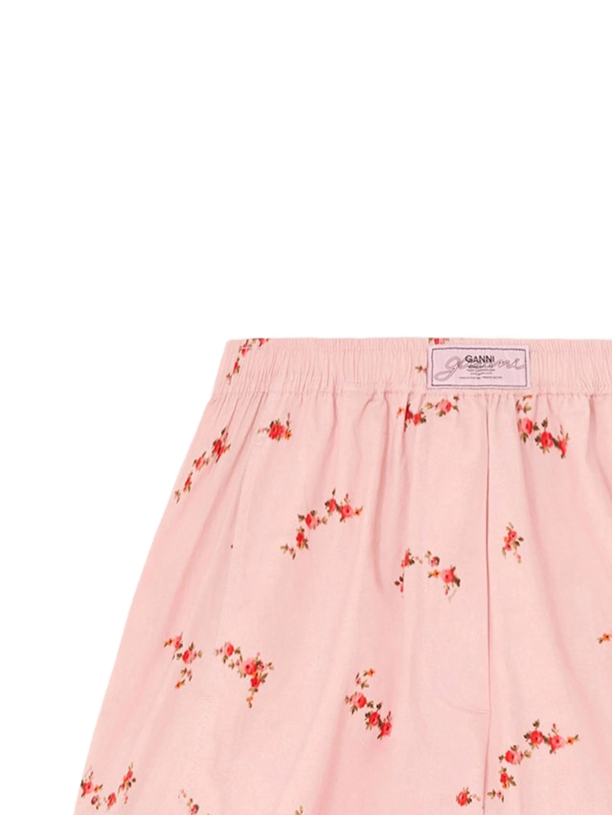 GANNI floral - print cotton shorts