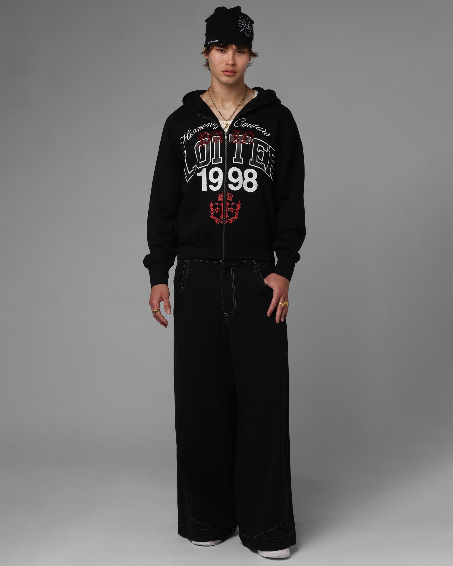 Loiter Drop Out Zip Hoodie Black