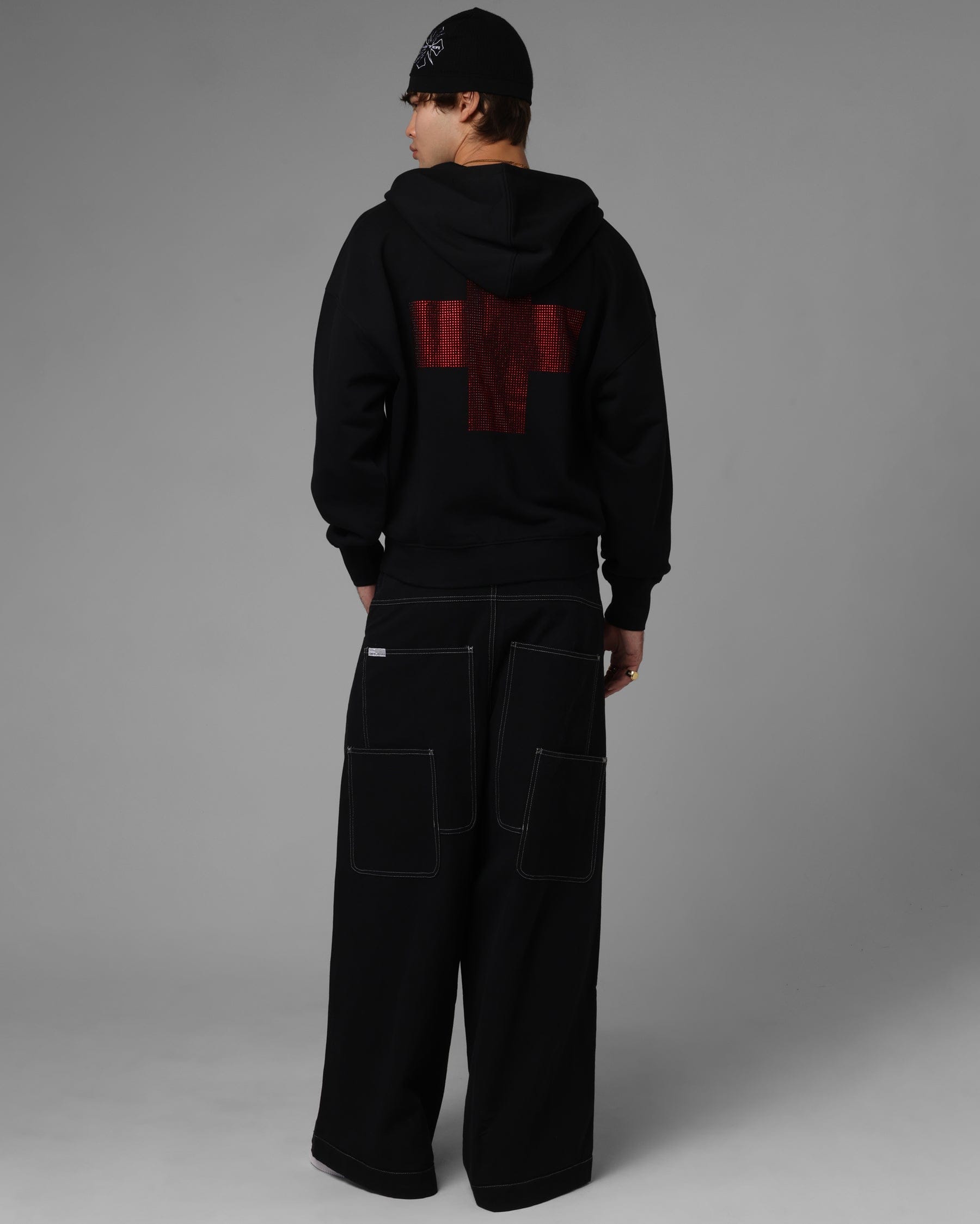 Loiter Drop Out Zip Hoodie Black