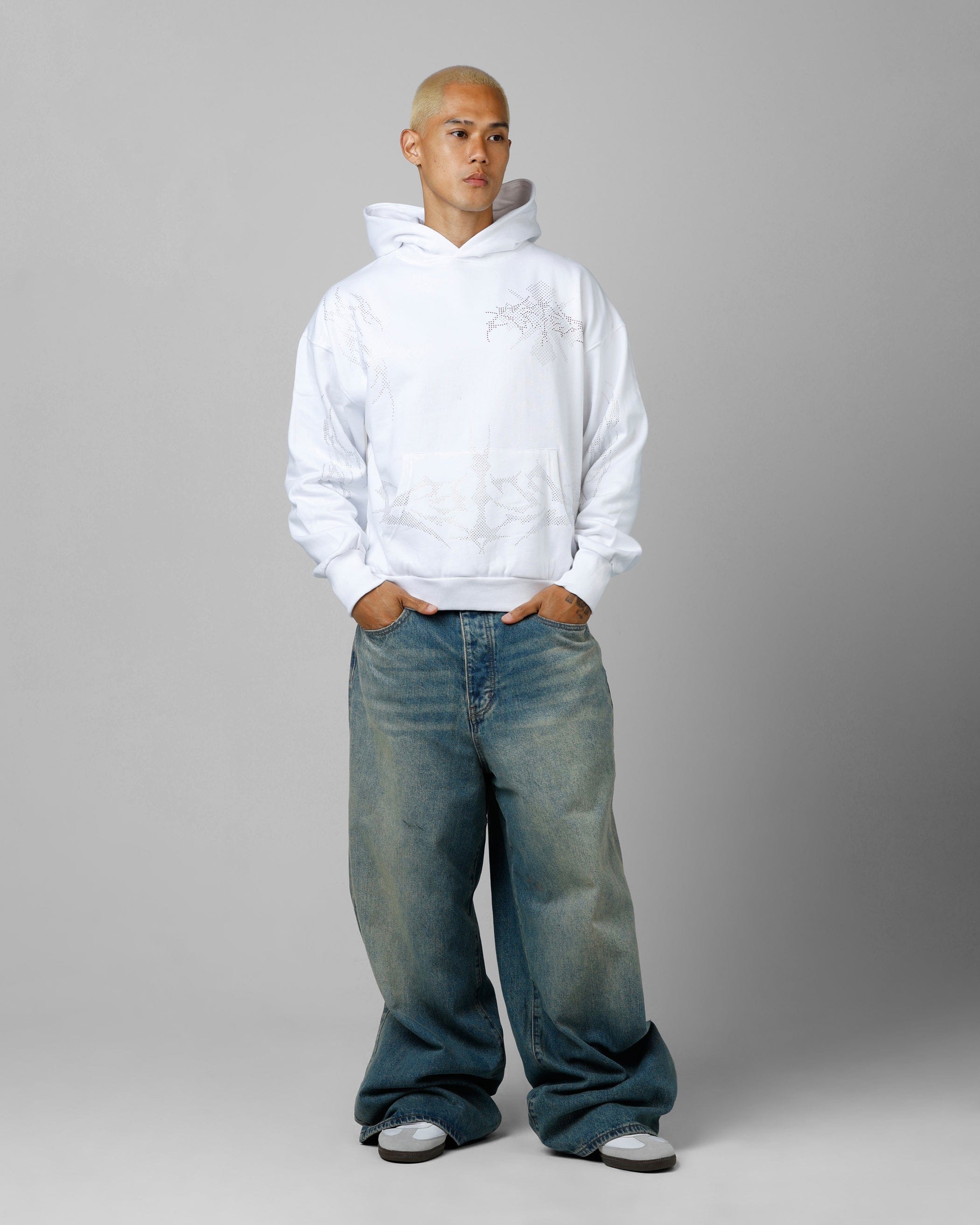 Loiter Opaque Rhinestone Premium Hoodie Off White