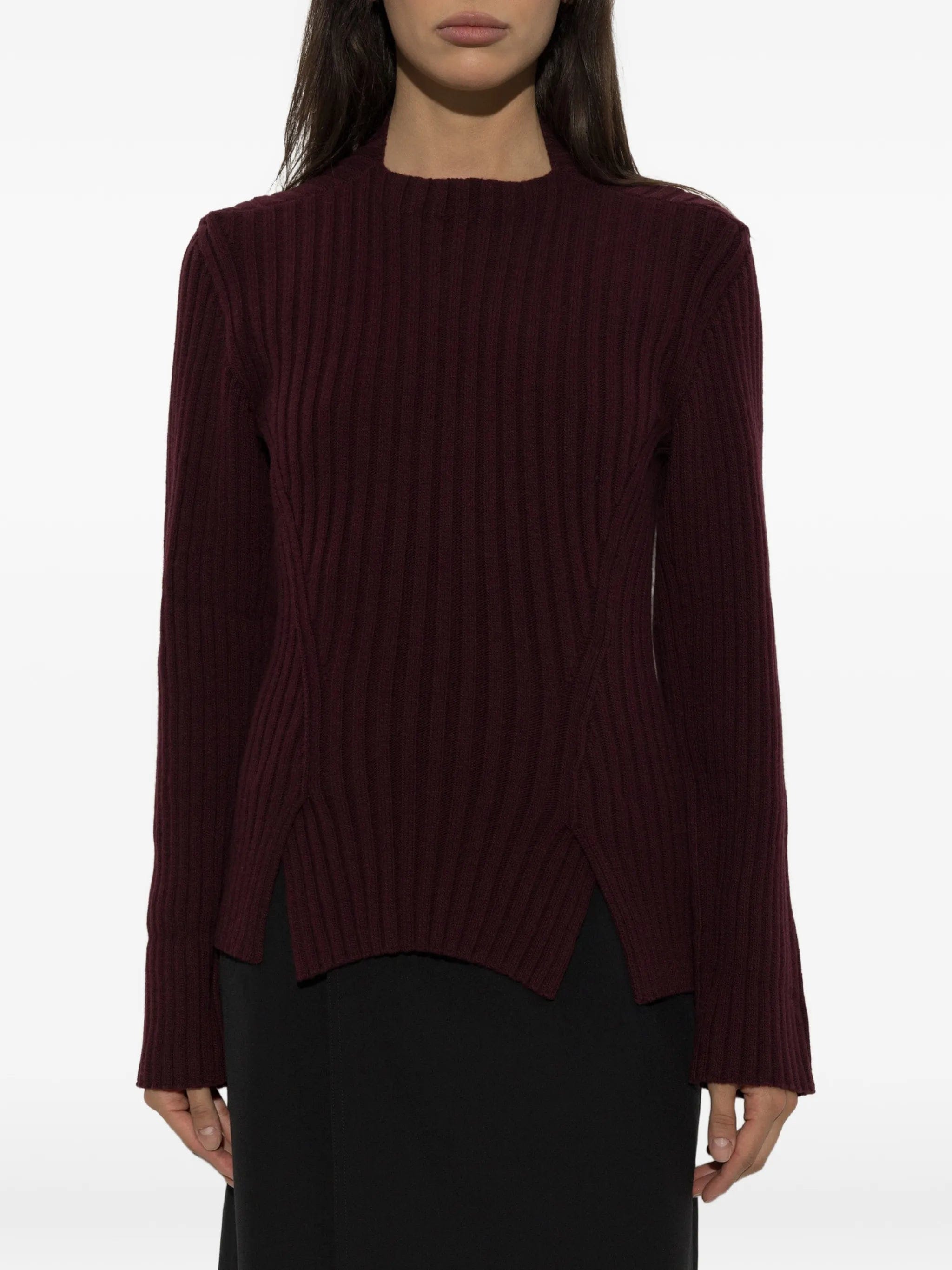 Victoria Beckham ribbed - knit side - slit sweater