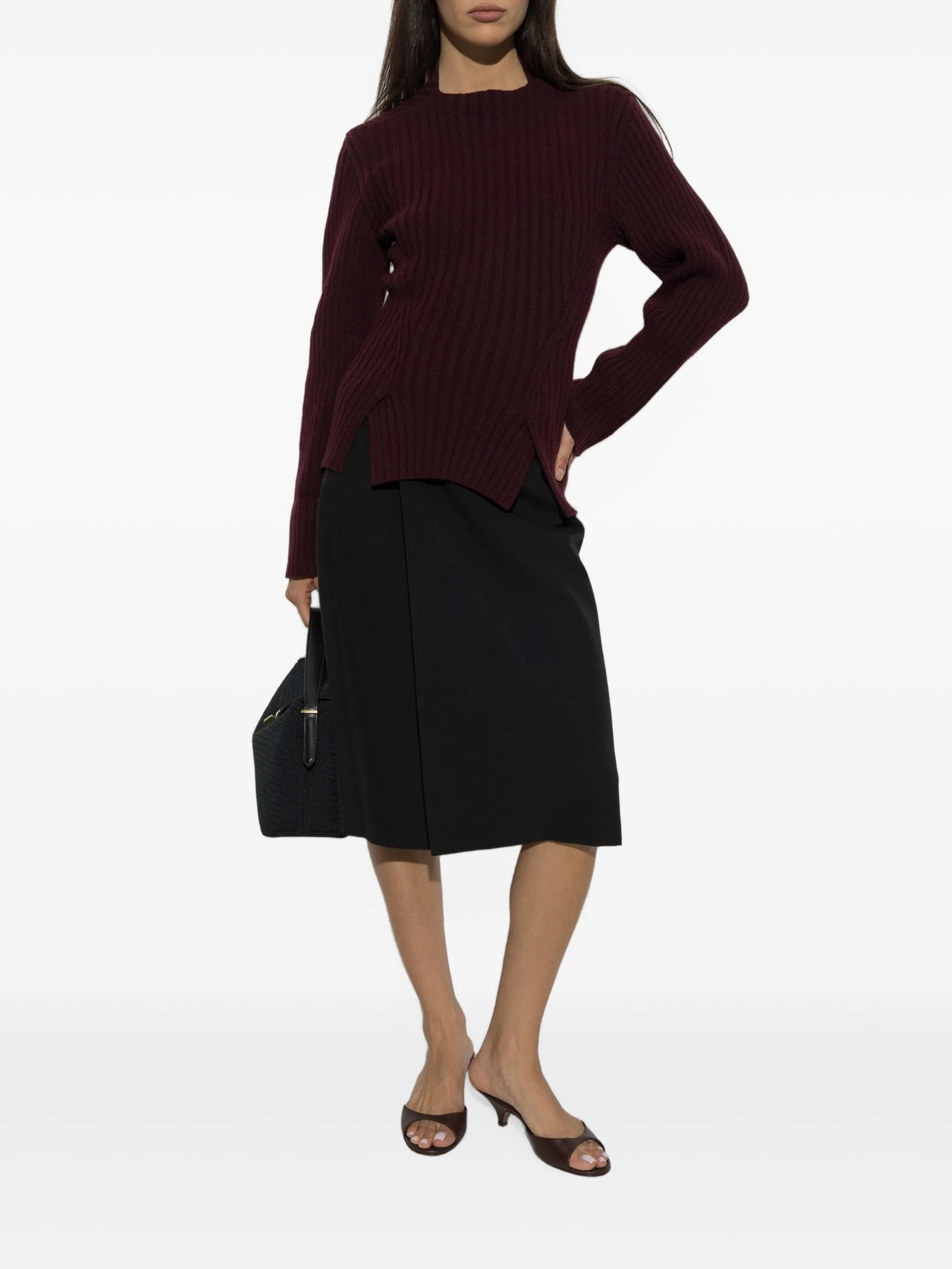 Victoria Beckham ribbed - knit side - slit sweater