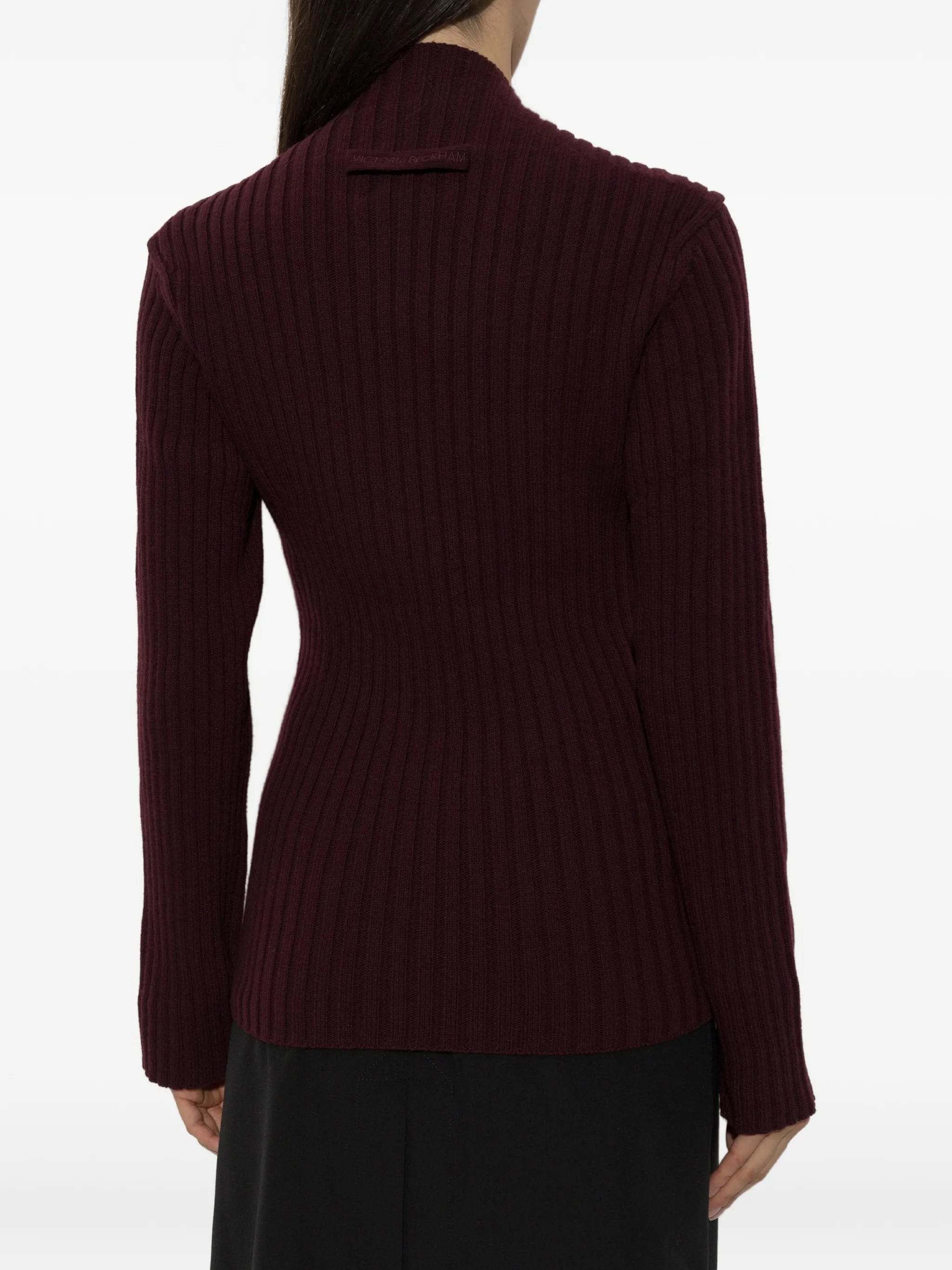Victoria Beckham ribbed - knit side - slit sweater
