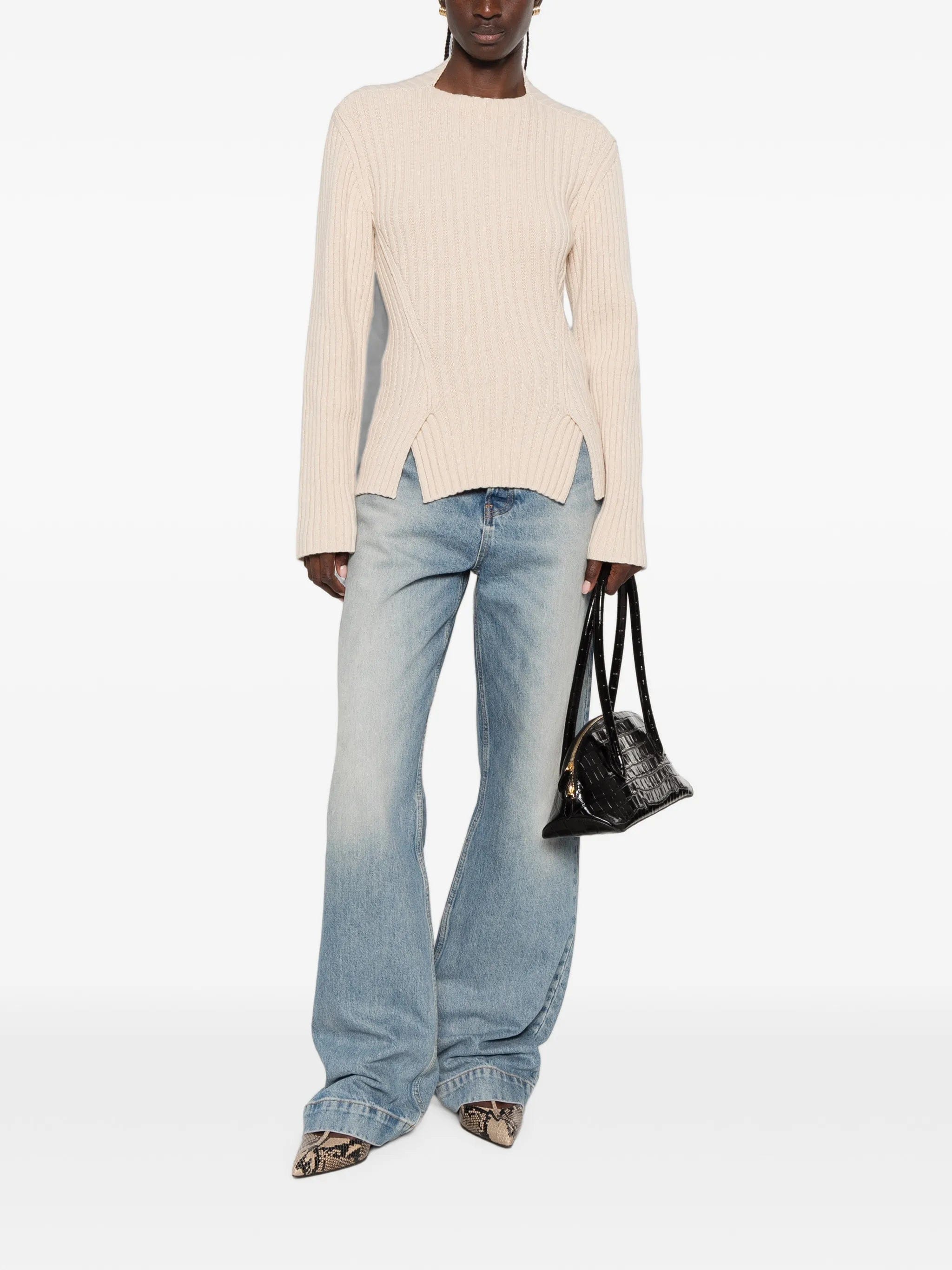 Victoria Beckham ribbed - knit slit - hem sweater