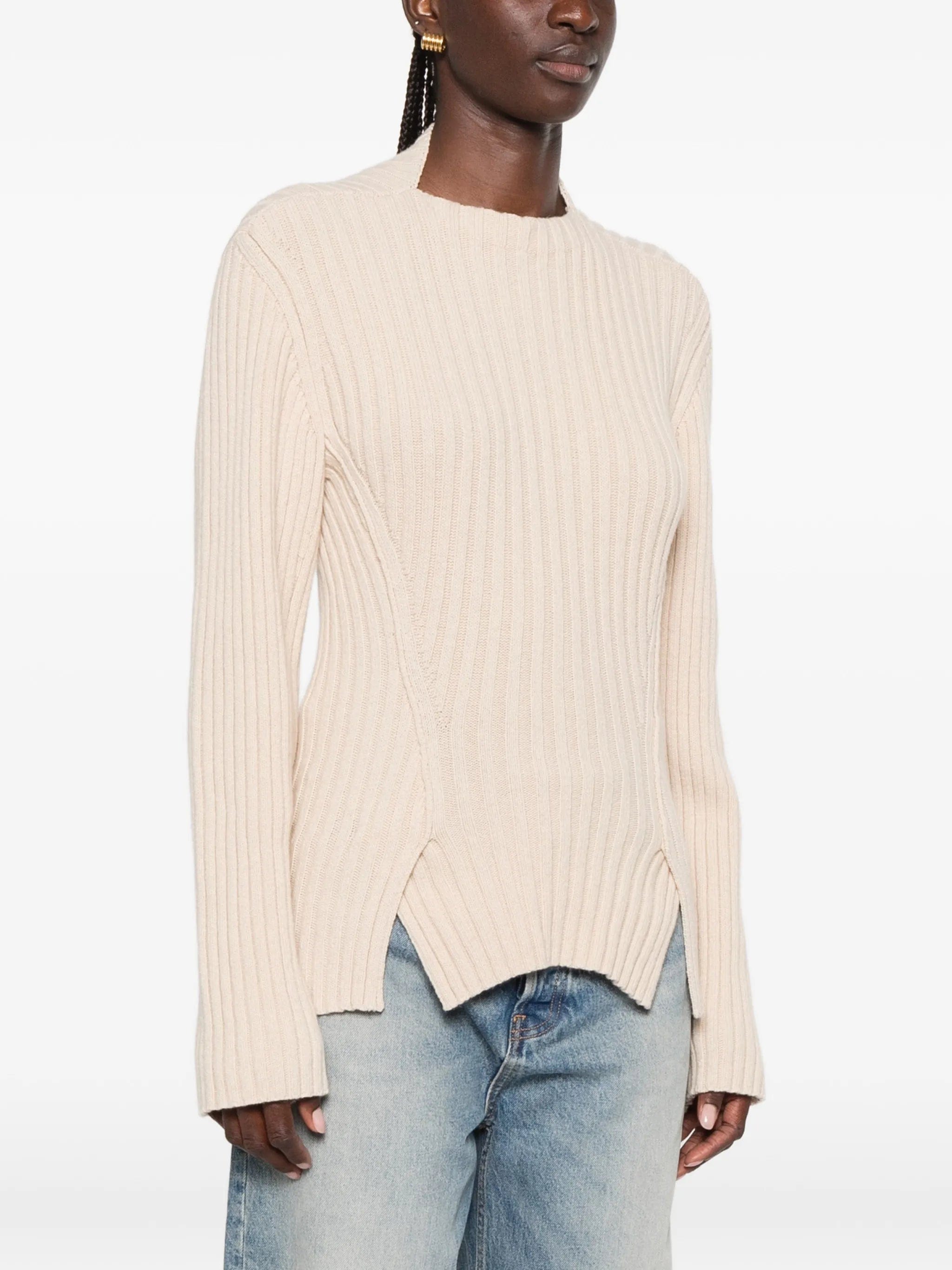 Victoria Beckham ribbed - knit slit - hem sweater