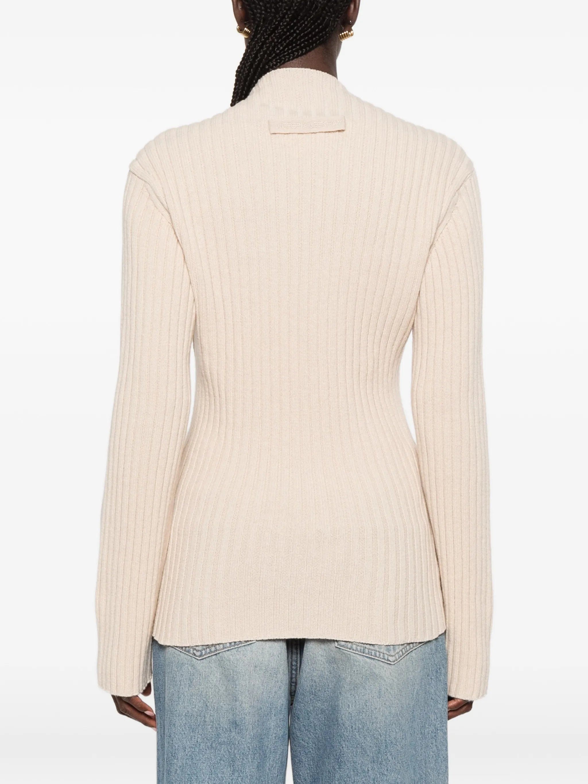 Victoria Beckham ribbed - knit slit - hem sweater
