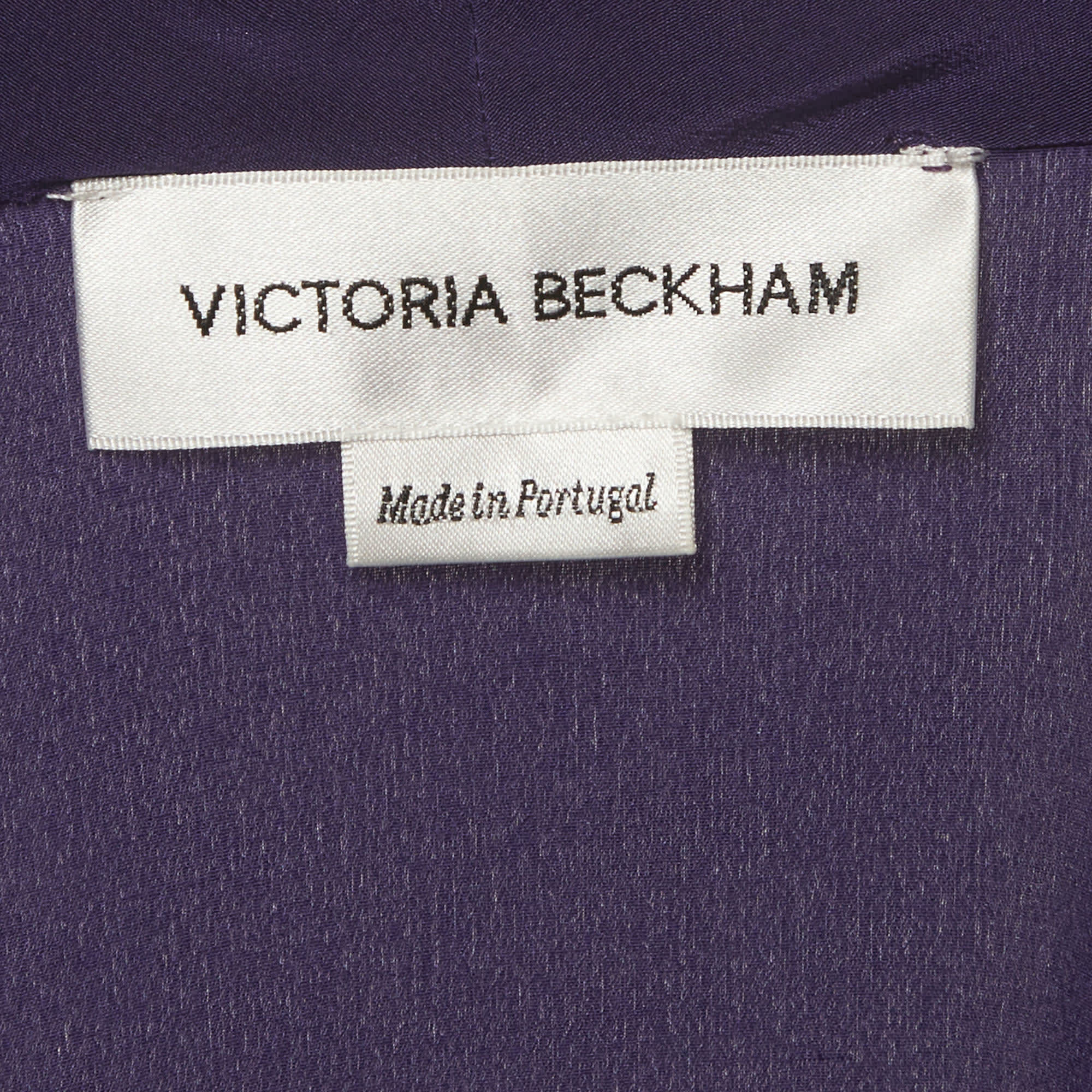 Victoria Beckham Purple Crepe Tie Detail Ruffle Blouse