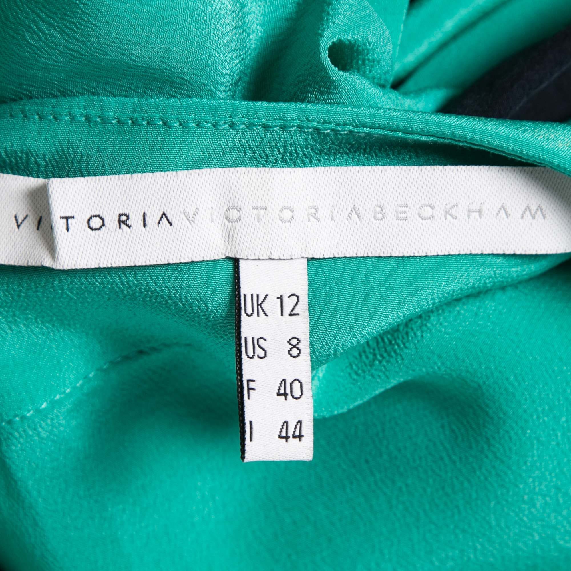 Victoria Beckham Victoria Victoria Beckham Green/navy Blue Silk Pleated Mini Dress