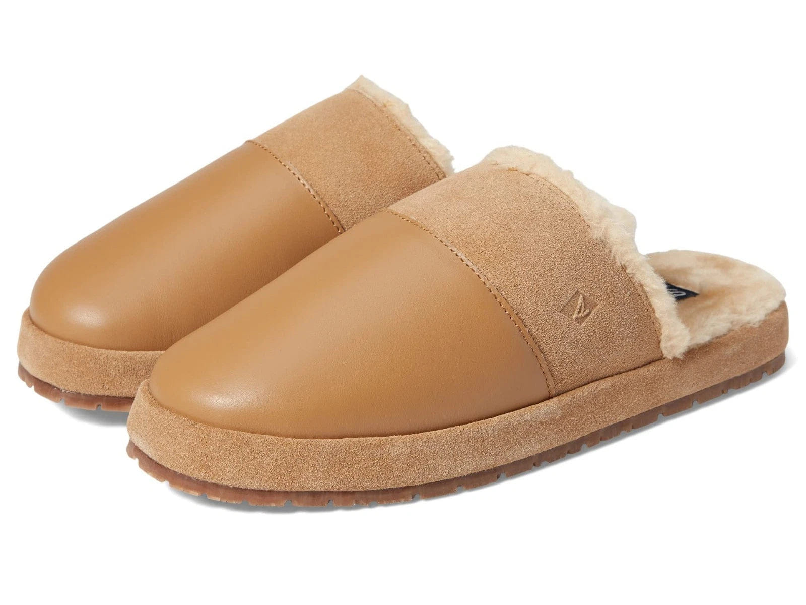 FAUX FUR Sperry Cape May STS24748 - 260 Slipper MensBrown Leather Faux Fur Mule HTAT1403