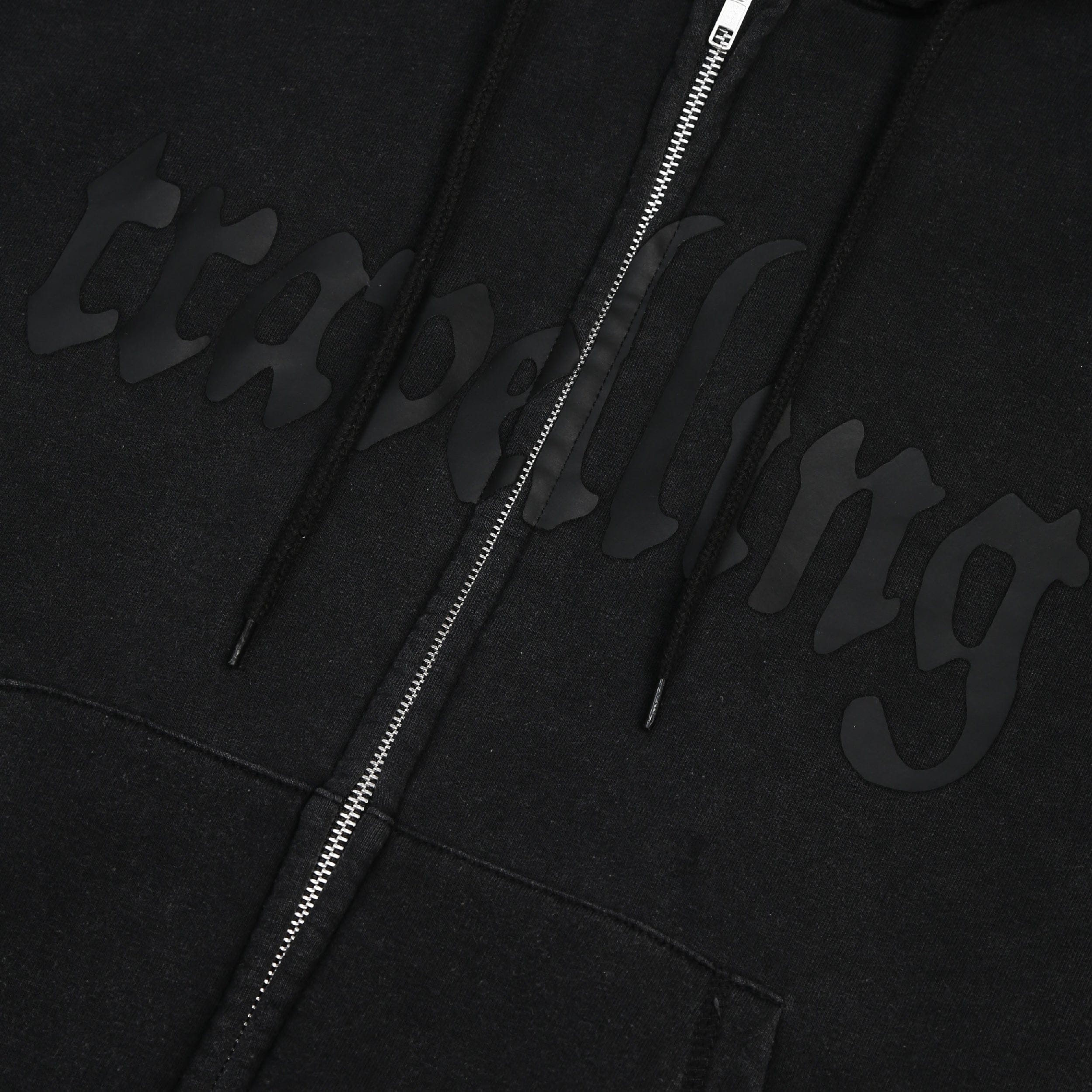 Travelling Double Zip Hoodie - Washed Black