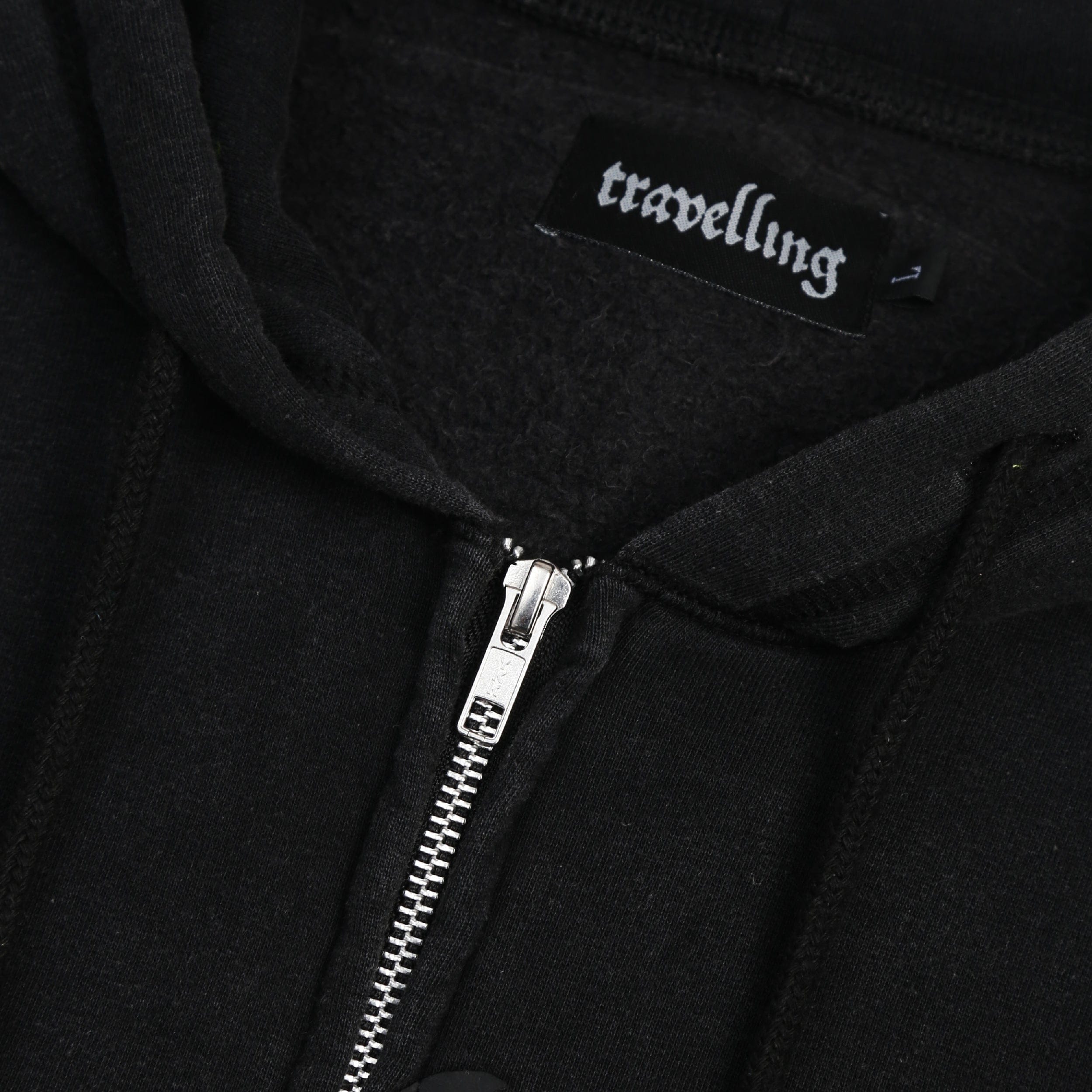 Travelling Double Zip Hoodie - Washed Black