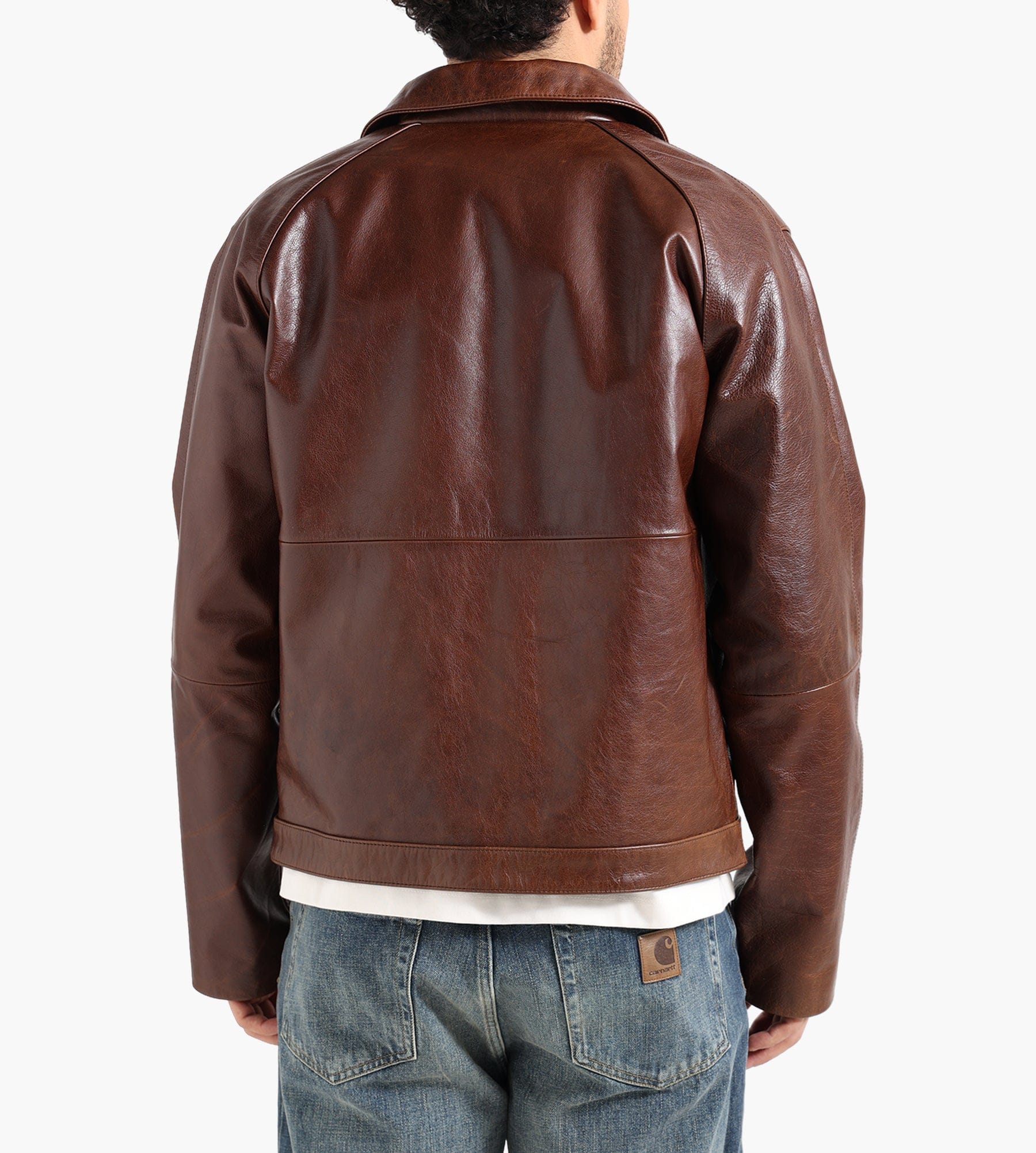 Pinkorange Leather Jacket Brown