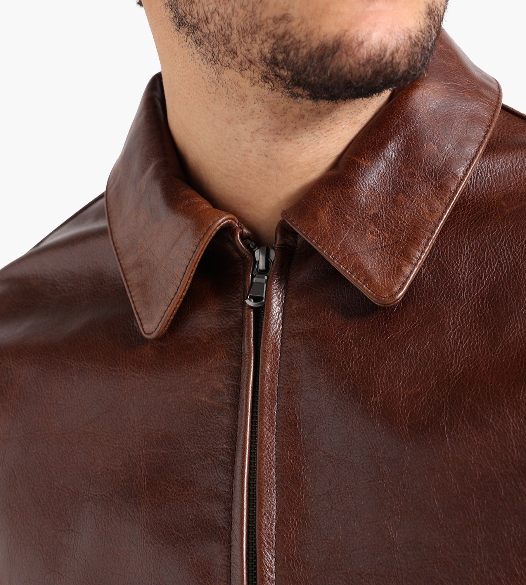 Pinkorange Leather Jacket Brown