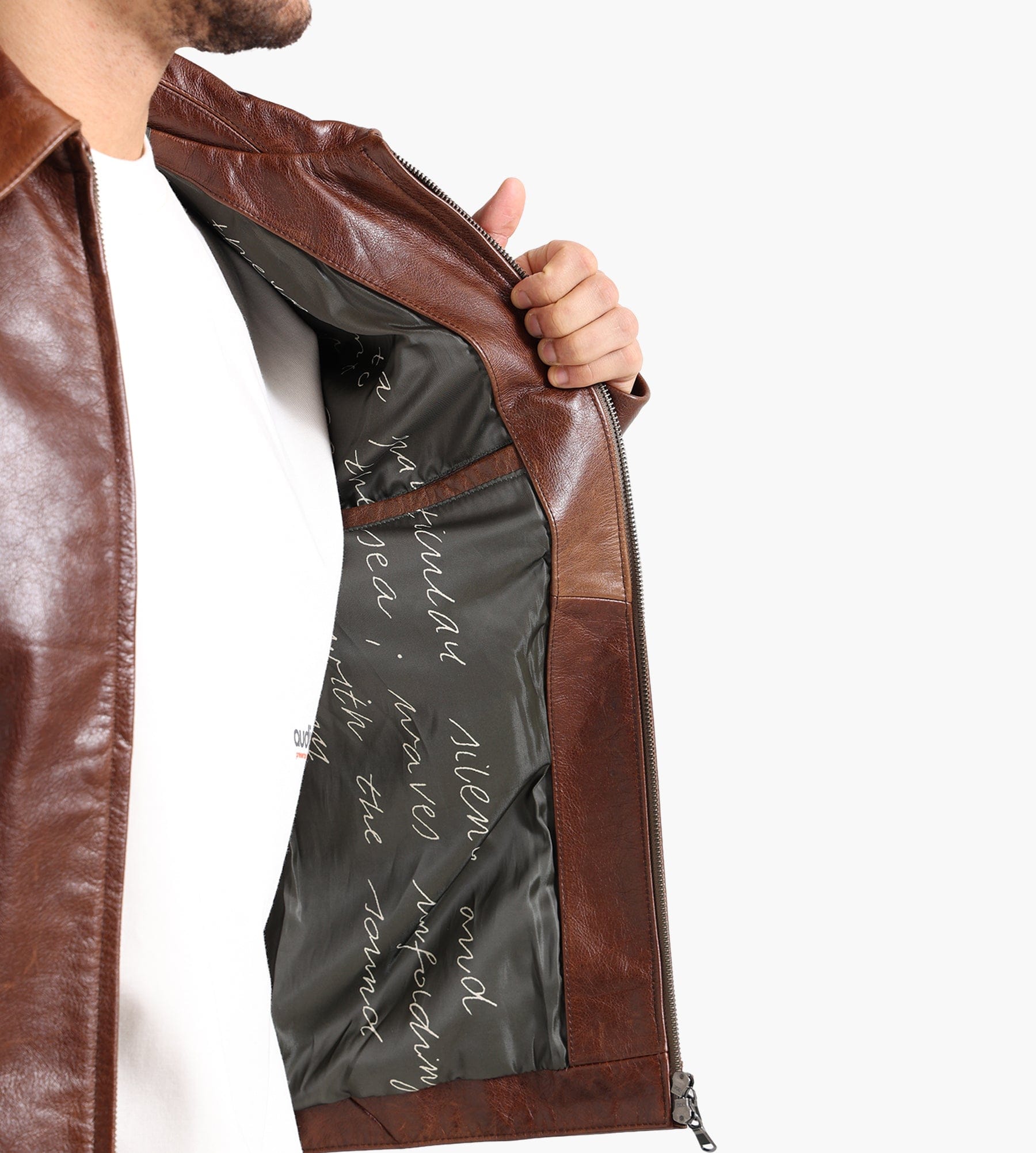 Pinkorange Leather Jacket Brown